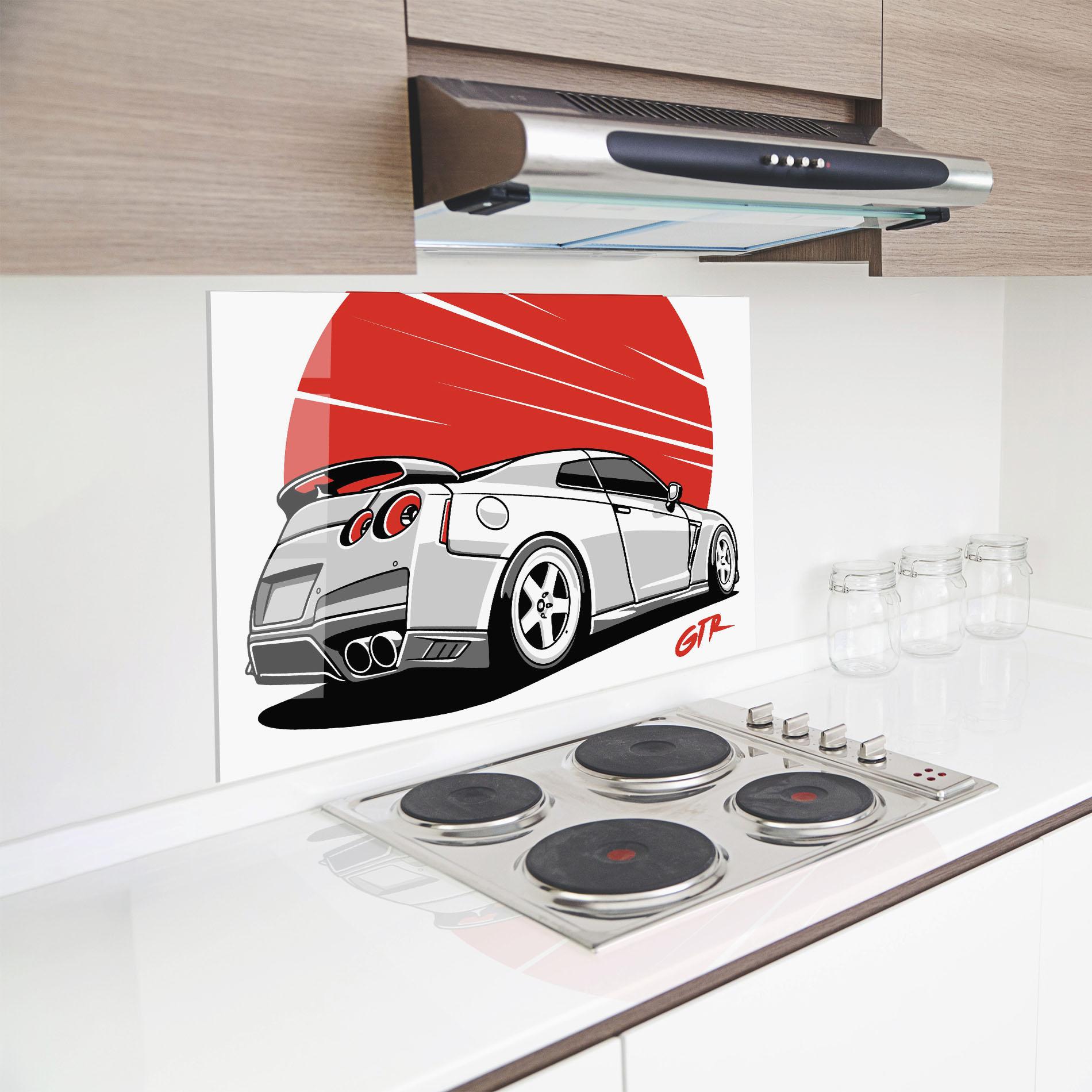 Panou Sticla Bucatarie Grey Gtr Car mockup 8