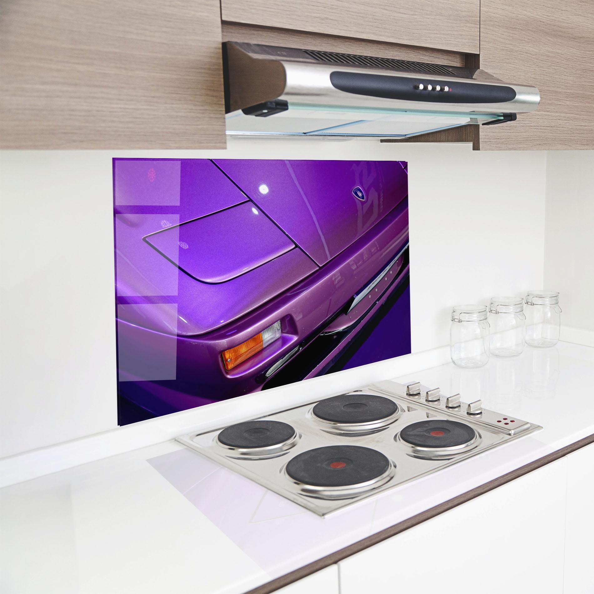 Panou Sticla Bucatarie Purple Lambo Headlight mockup 8