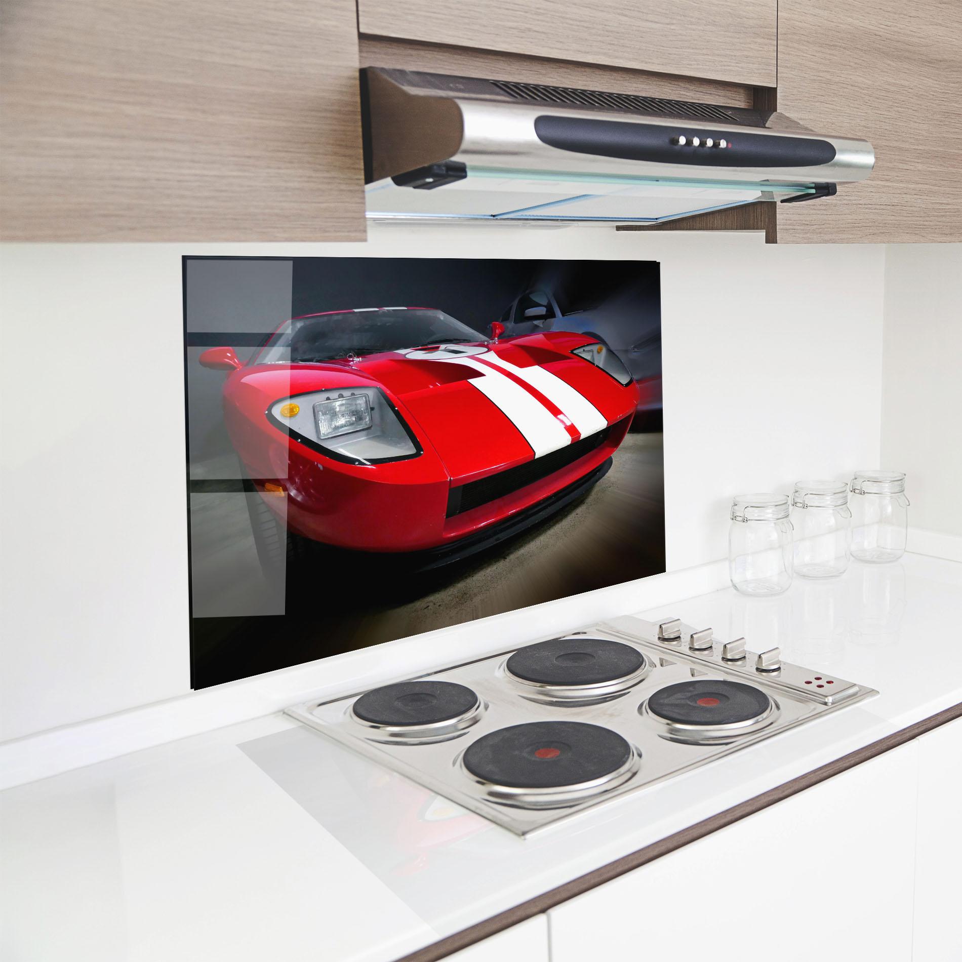 Panou Sticla Bucatarie Red Sport Car mockup 8