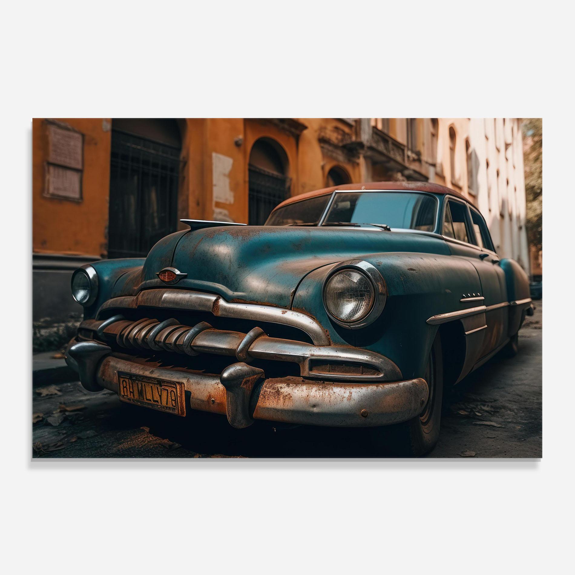 Panou Sticla Bucatarie Blue Old Car mockup 0