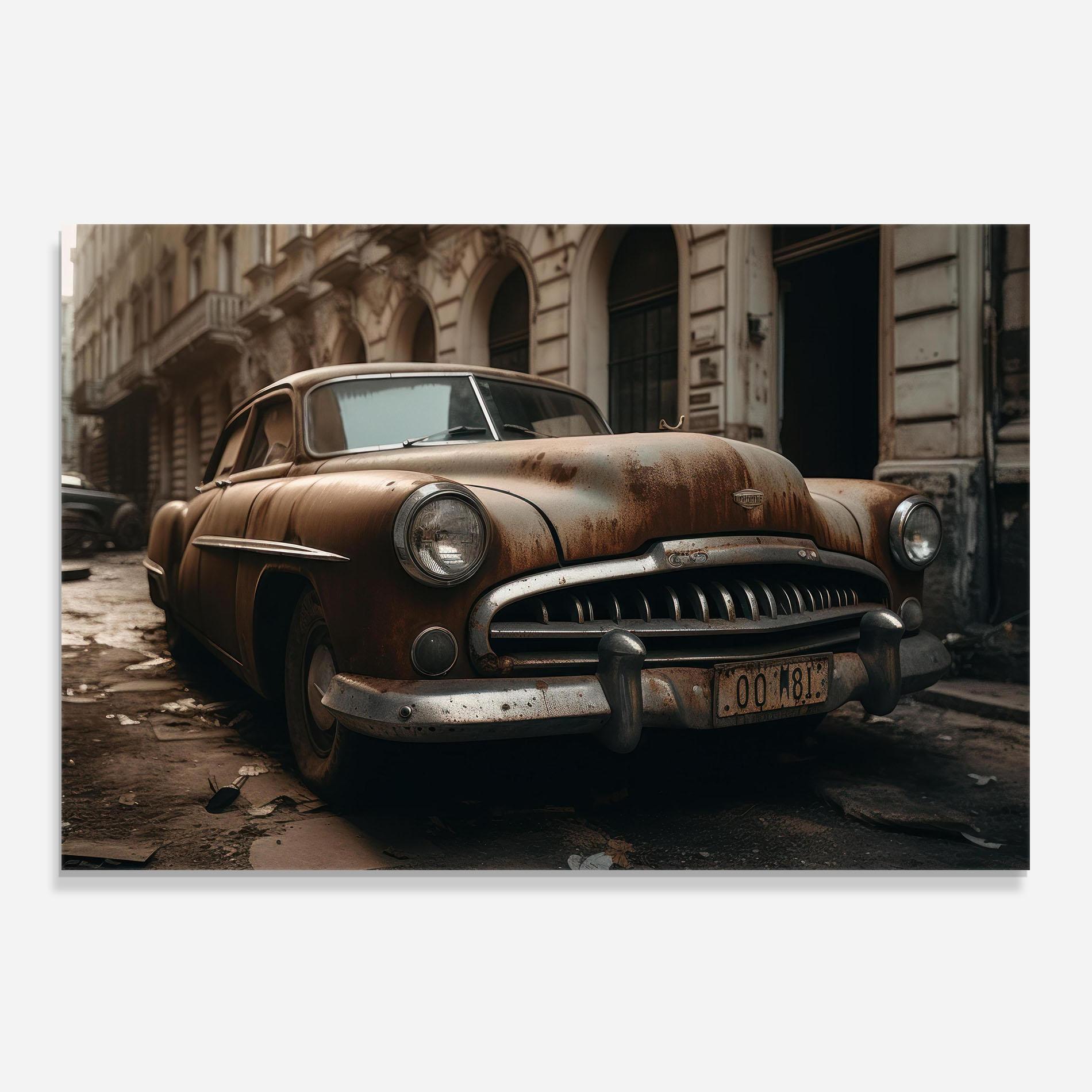 Panou Sticla Bucatarie Brown Old Car mockup 0