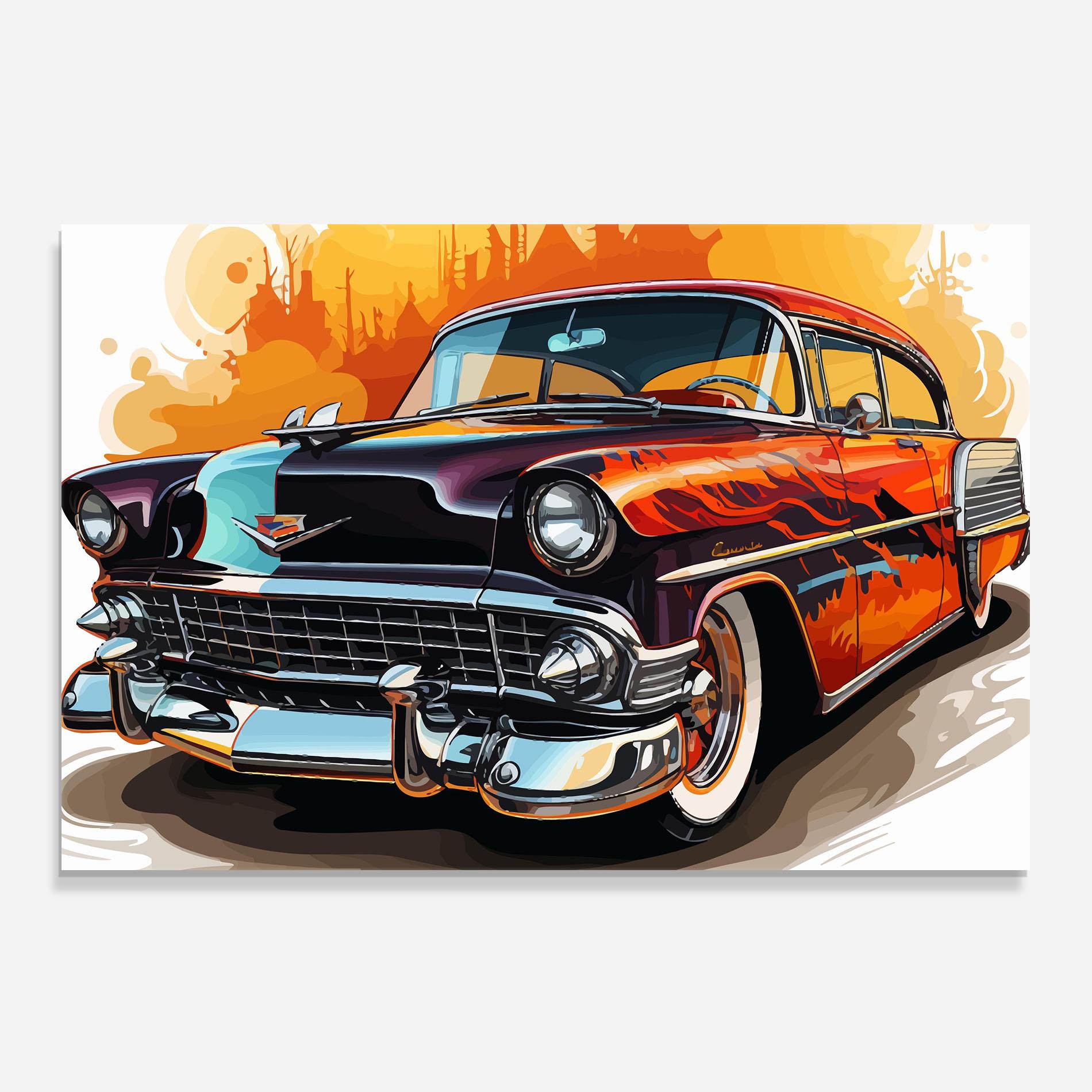 Panou Sticla Bucatarie Cool Vintage Car mockup 0