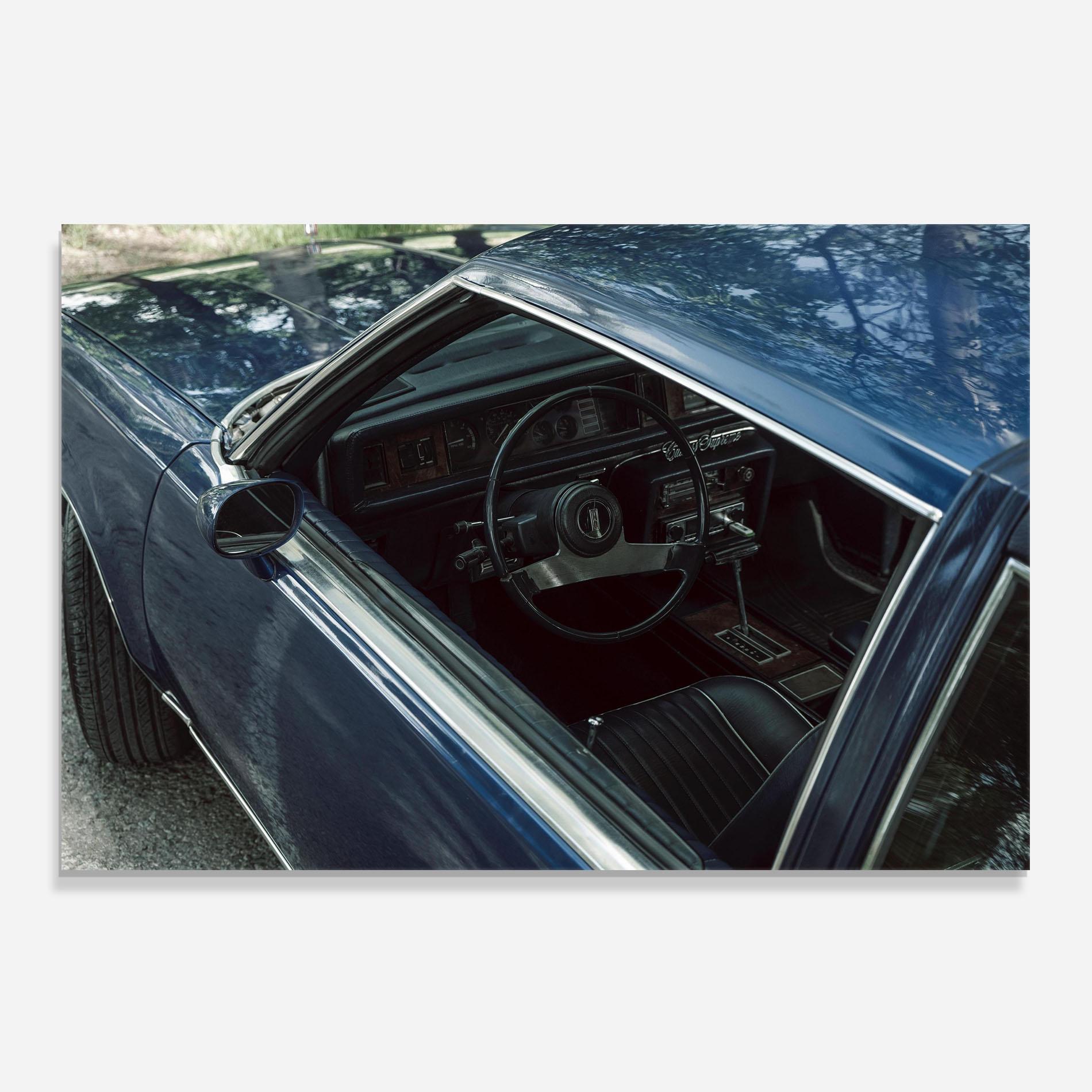 Panou Sticla Bucatarie Old Blue Car mockup 0