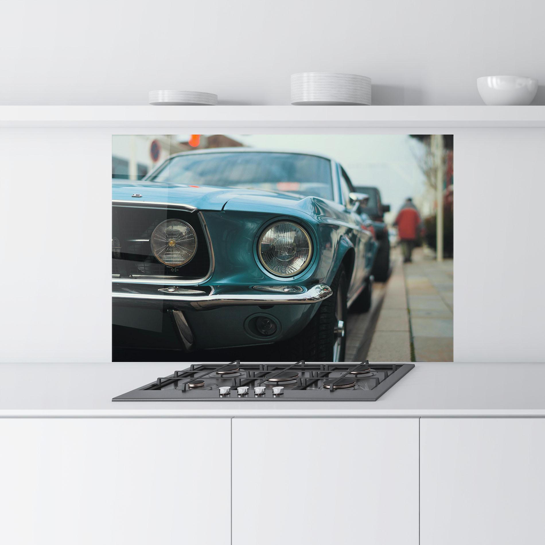 Panou Sticla Bucatarie Closeup Blue Car mockup 9