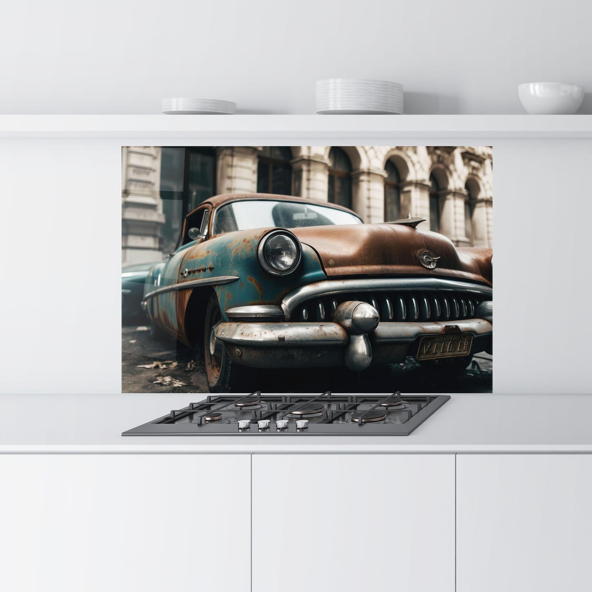 Panou Sticla Bucatarie Old Brown Car mockup 9