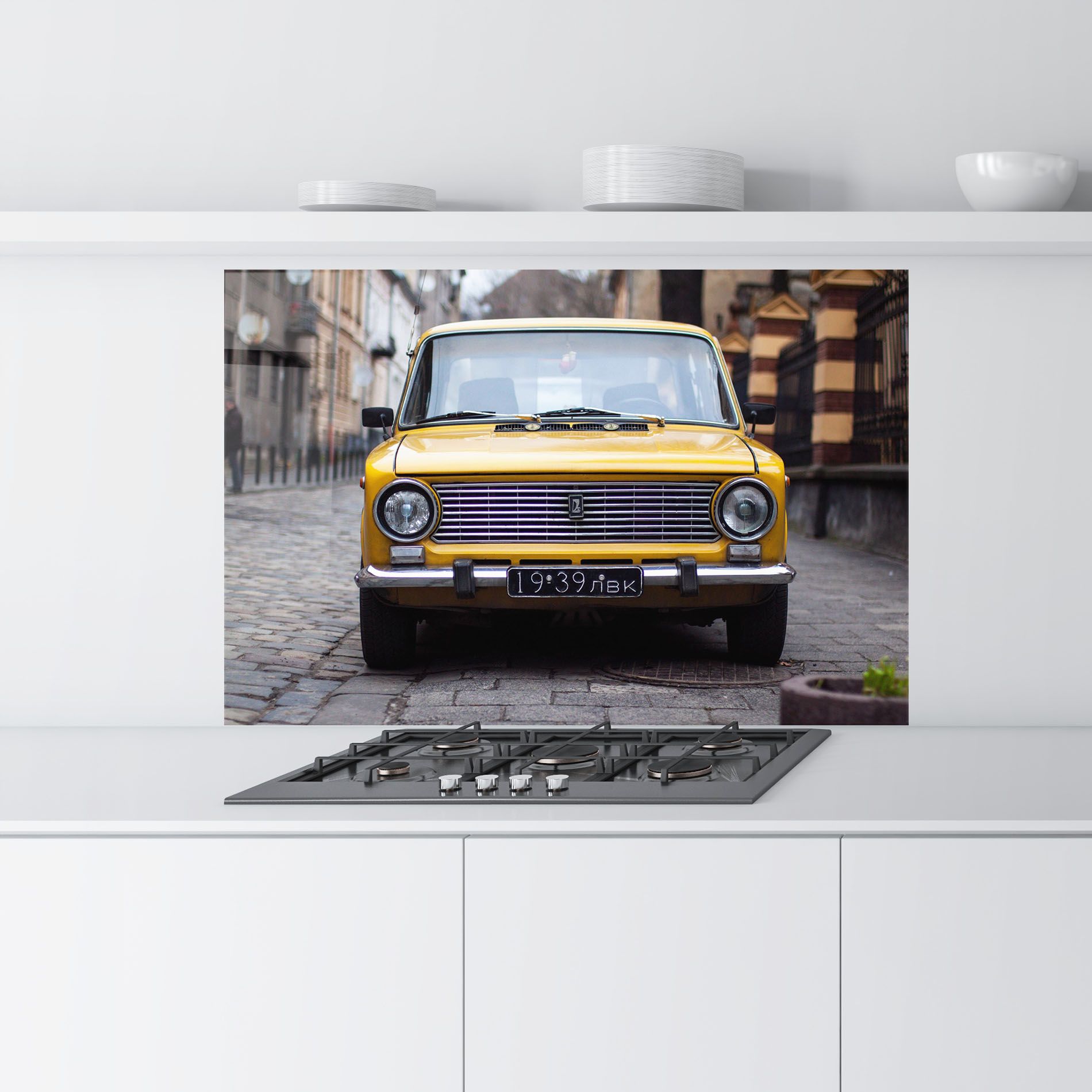 Old Yellow Car mockup 9