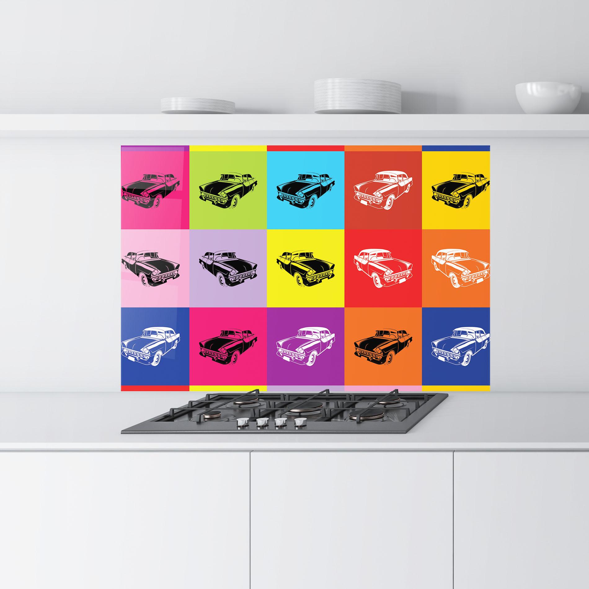 Panou Sticla Bucatarie Vintage Car Mix mockup 9