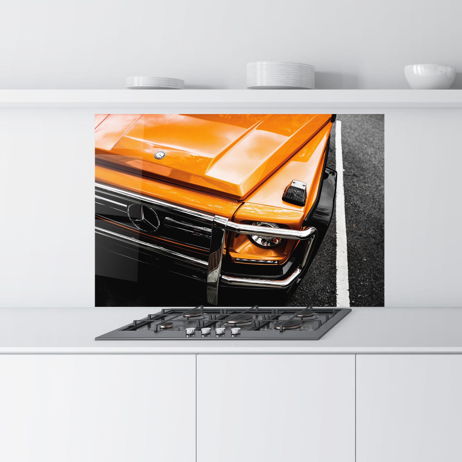 Panou Sticla Bucatarie Vintage Orange Car mockup 9