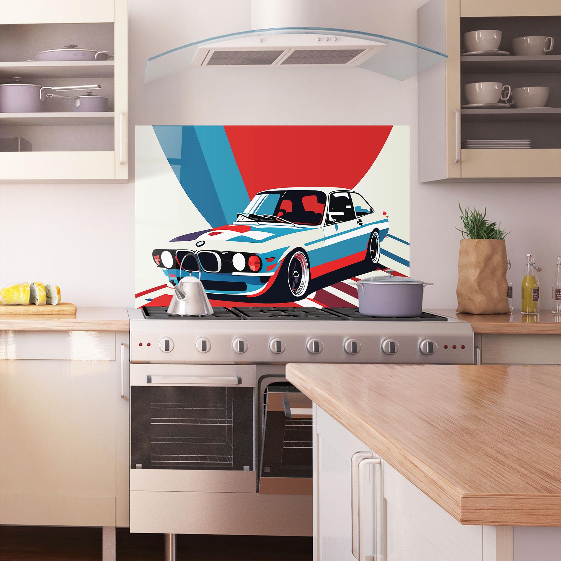 Panou Sticla Bucatarie Vintage Bmw mockup 1
