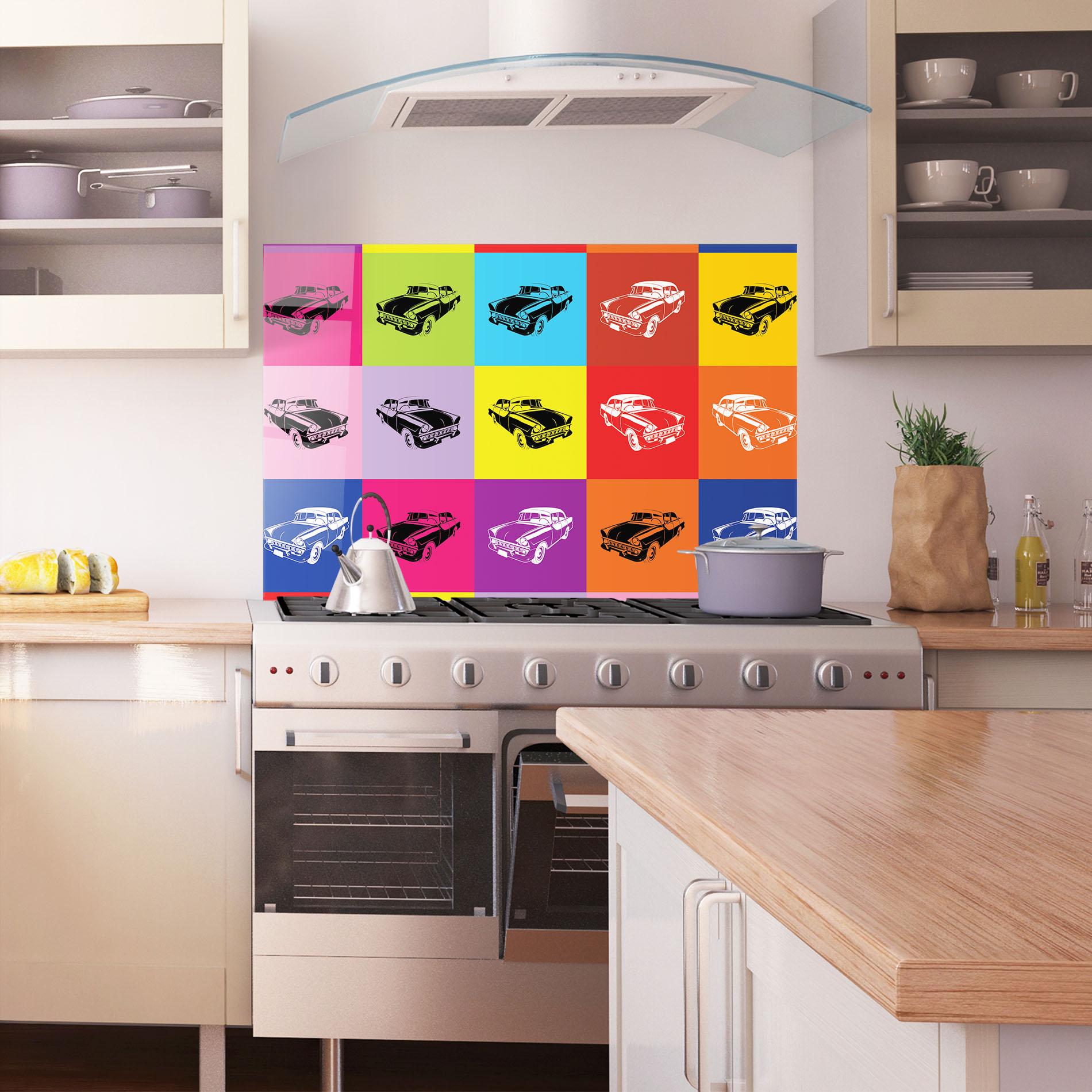Panou Sticla Bucatarie Vintage Car Mix mockup 1