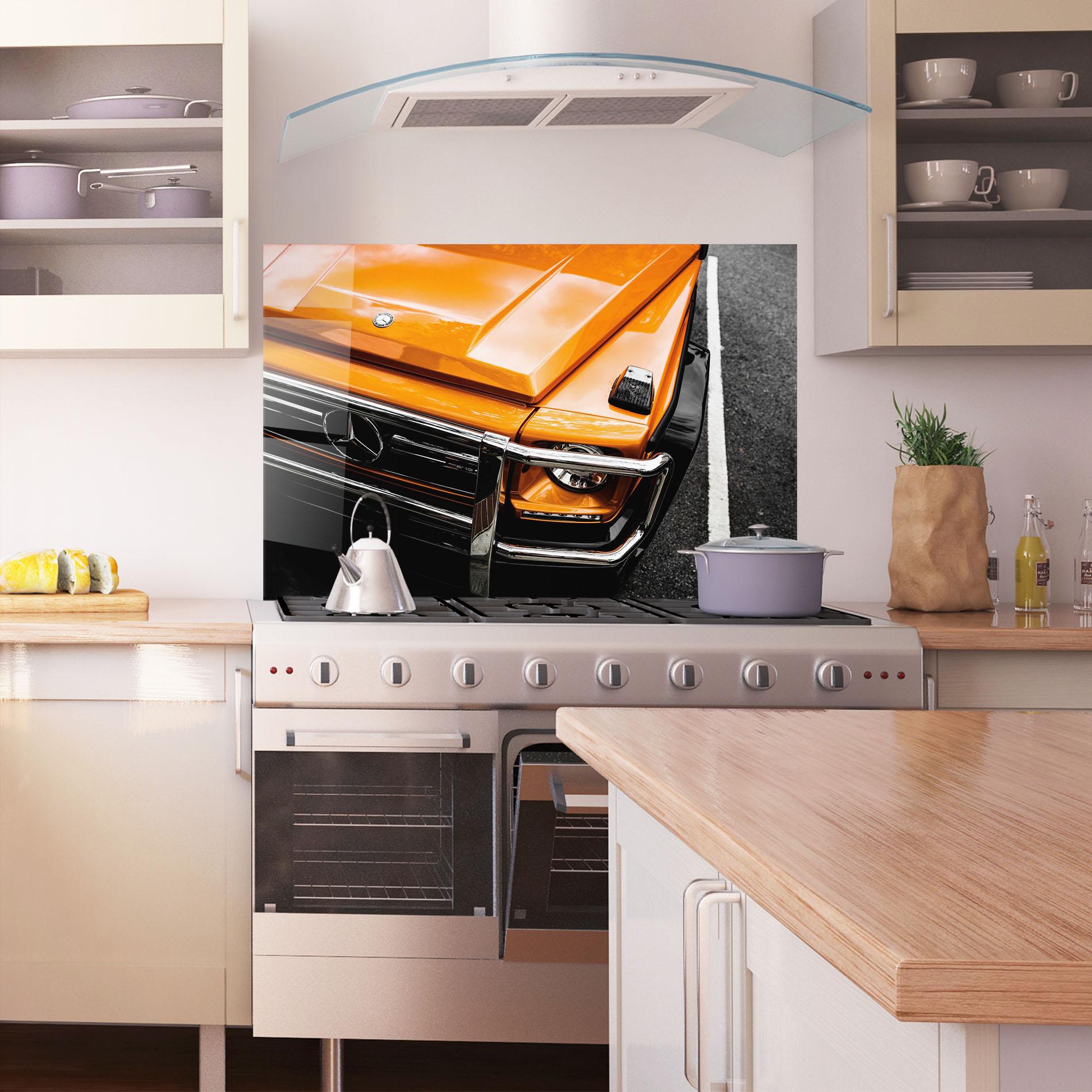 Panou Sticla Bucatarie Vintage Orange Car mockup 1