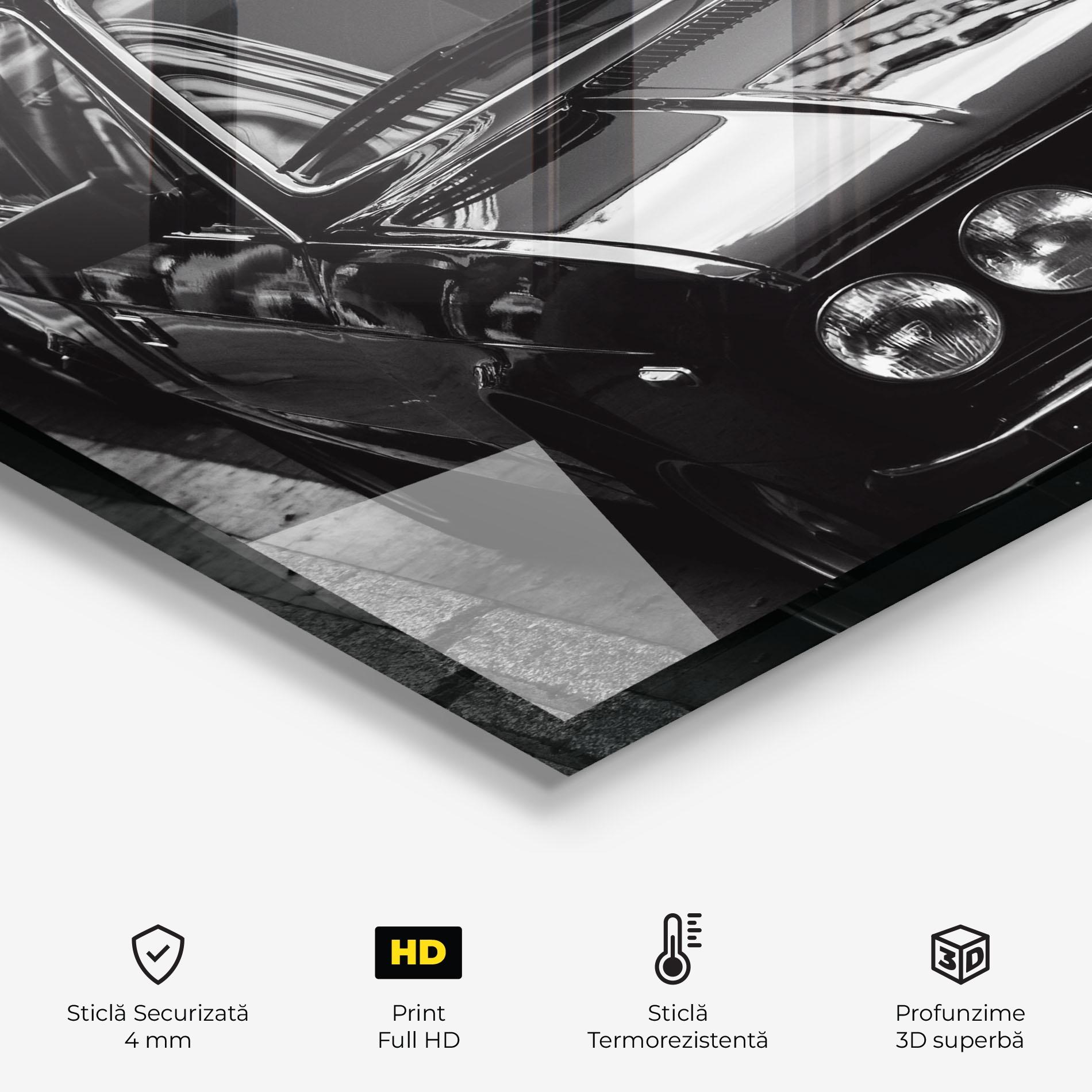 Panou Sticla Bucatarie Black Shiny Car mockup 2