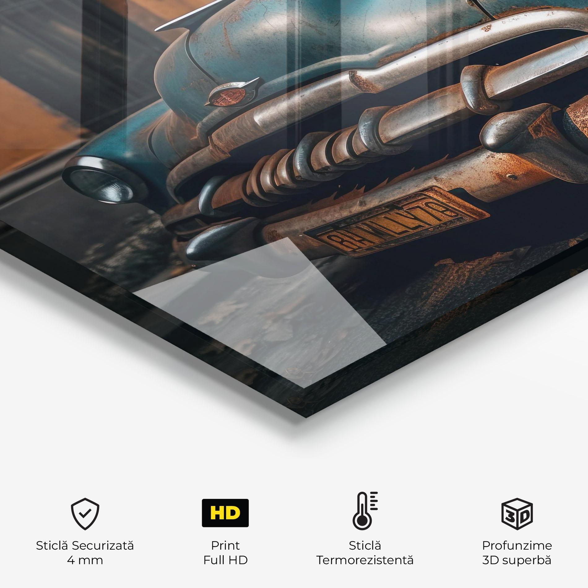 Panou Sticla Bucatarie Blue Old Car mockup 2