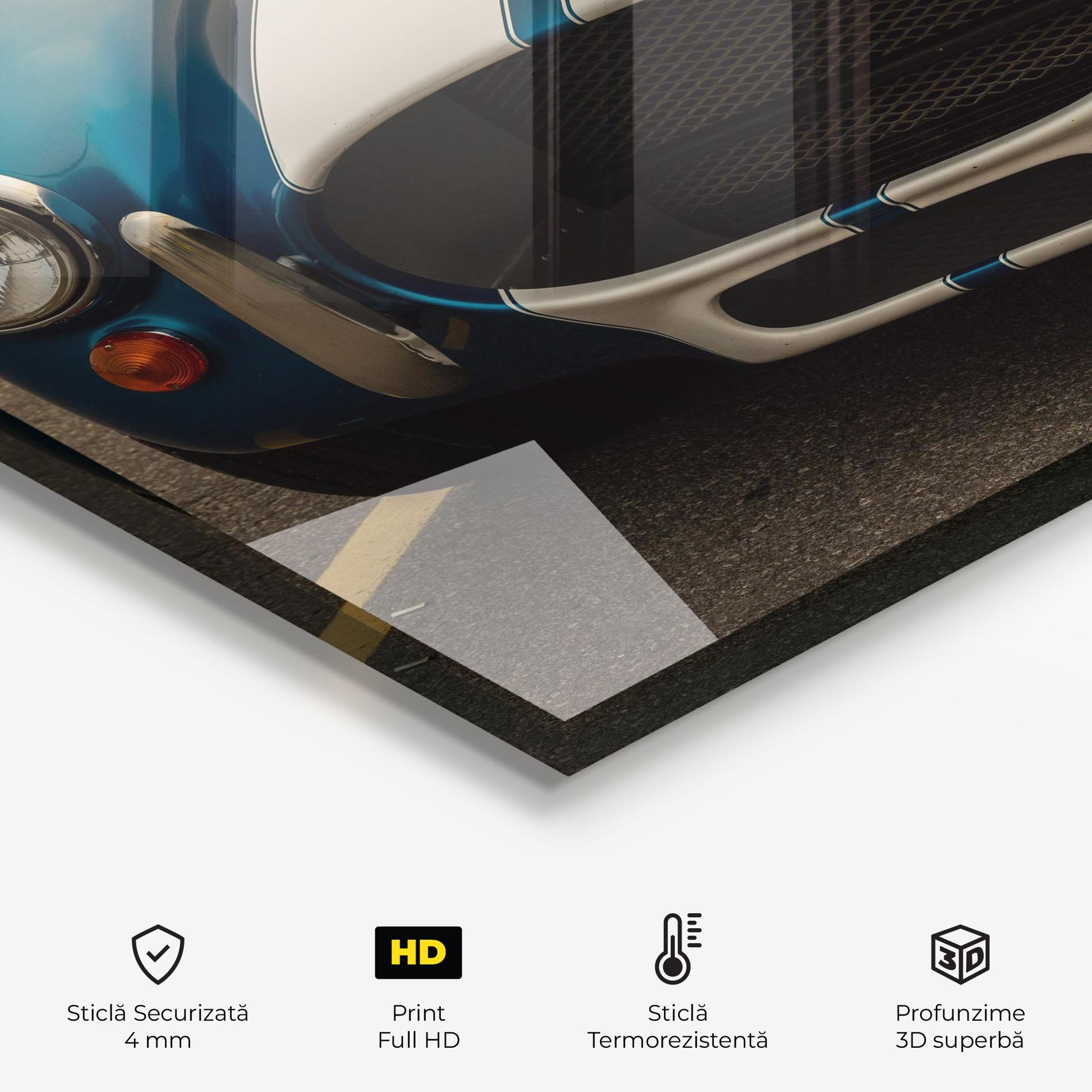 Panou Sticla Bucatarie Blue Vintage Car mockup 2