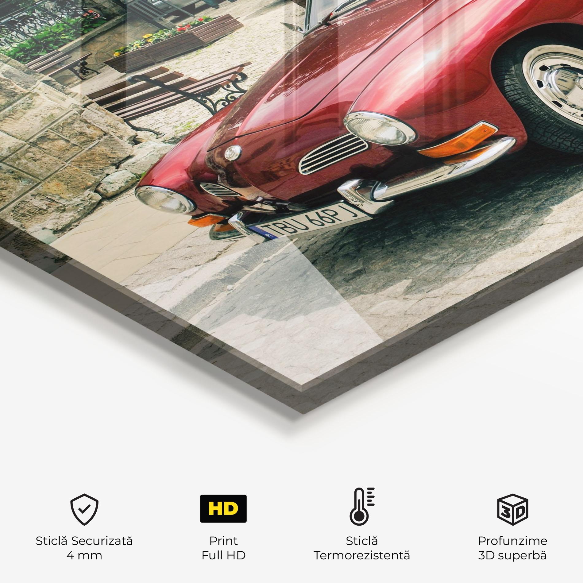 Panou Sticla Bucatarie Car Old Red mockup 2