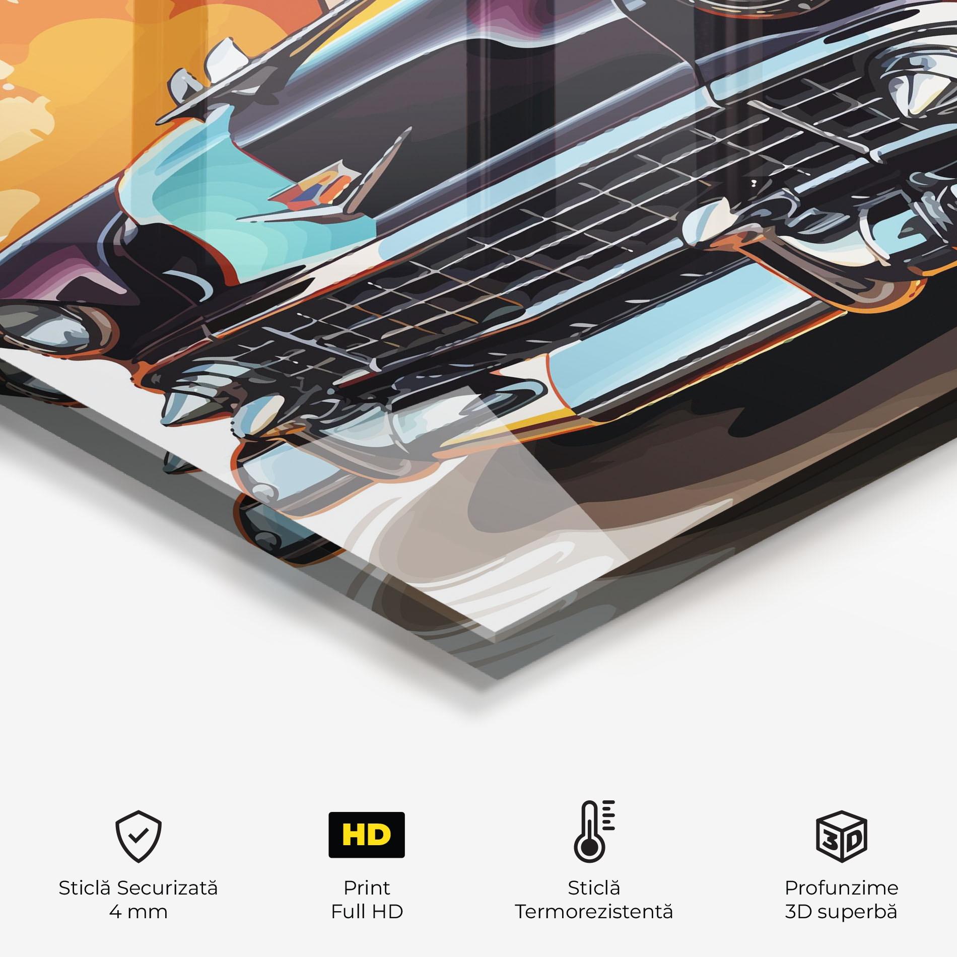 Panou Sticla Bucatarie Cool Vintage Car mockup 2