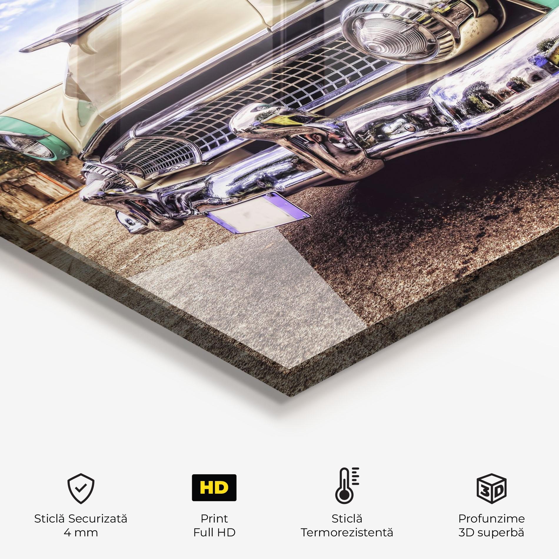 Panou Sticla Bucatarie Green Vintage Car mockup 2