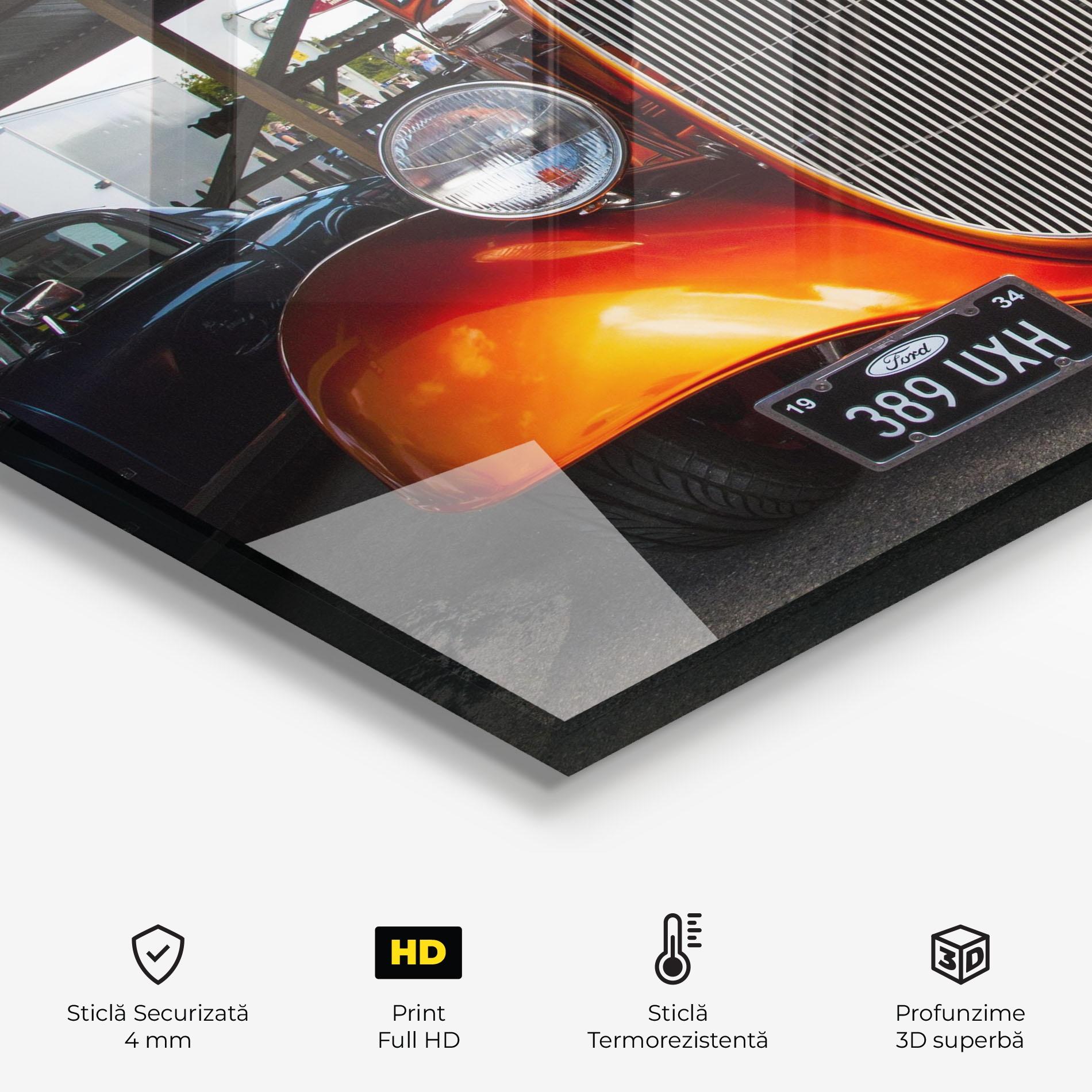 Panou Sticla Bucatarie Orange Classic Car mockup 2