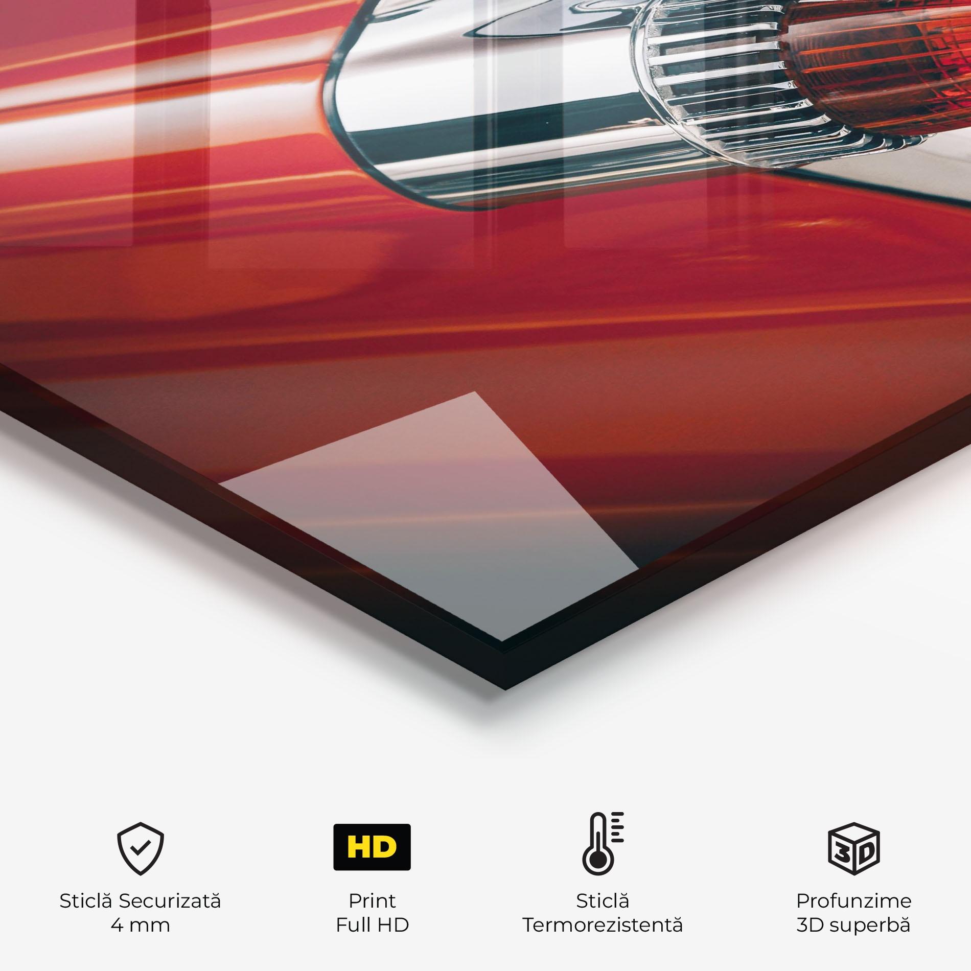 Panou Sticla Bucatarie Vintage Car Red mockup 2