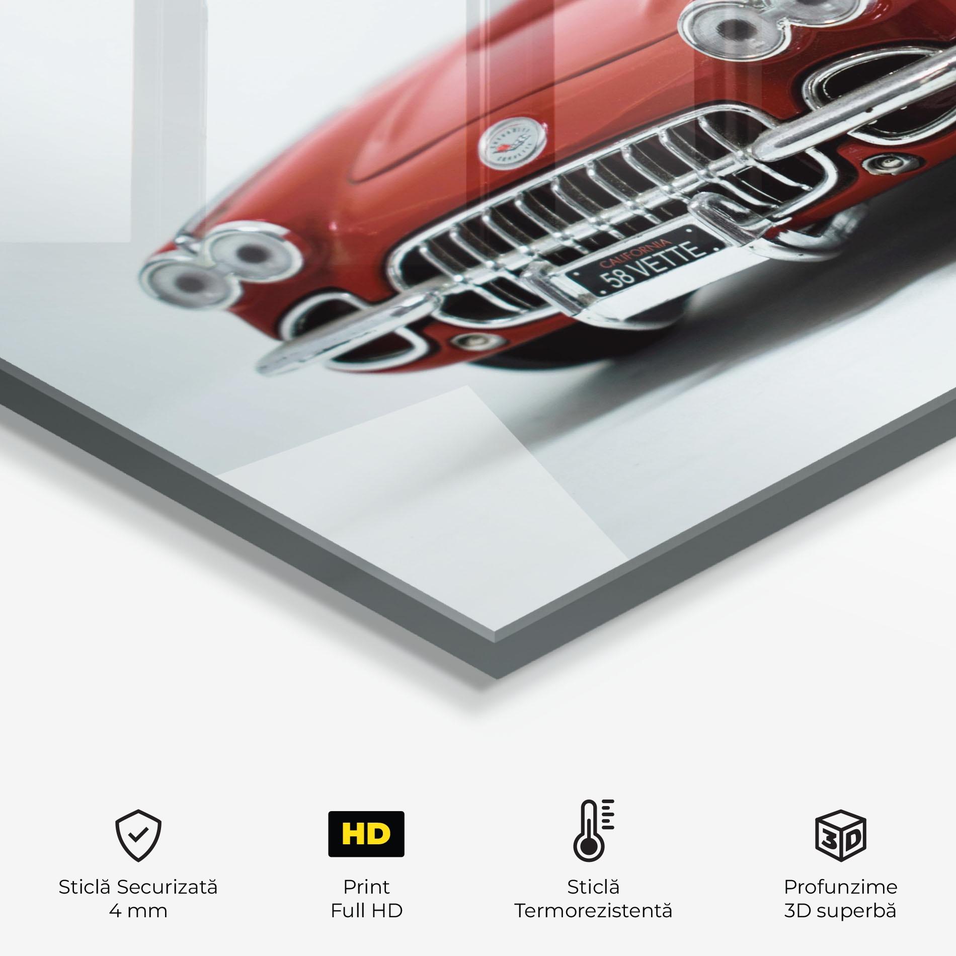 Panou Sticla Bucatarie Vintage Red Car mockup 2