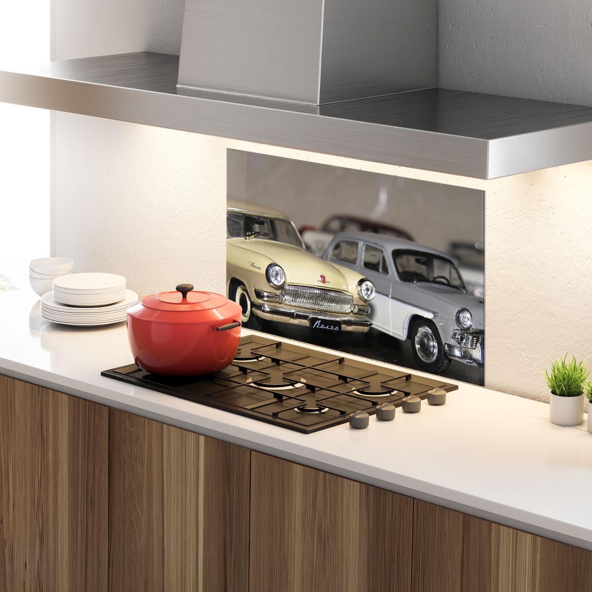 Panou Sticla Bucatarie Cream Grey Car mockup 4