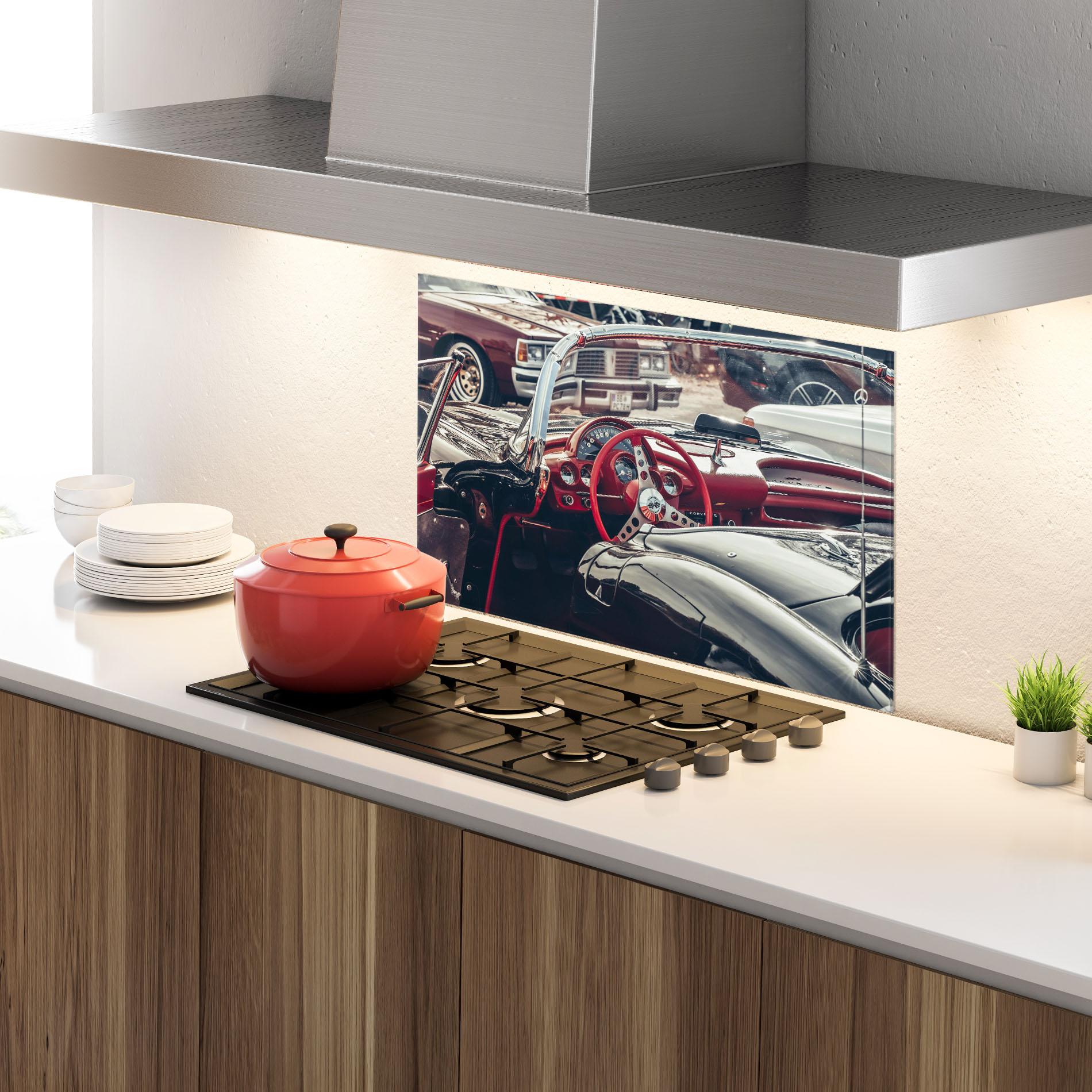 Panou Sticla Bucatarie Steering Wheel Red mockup 4