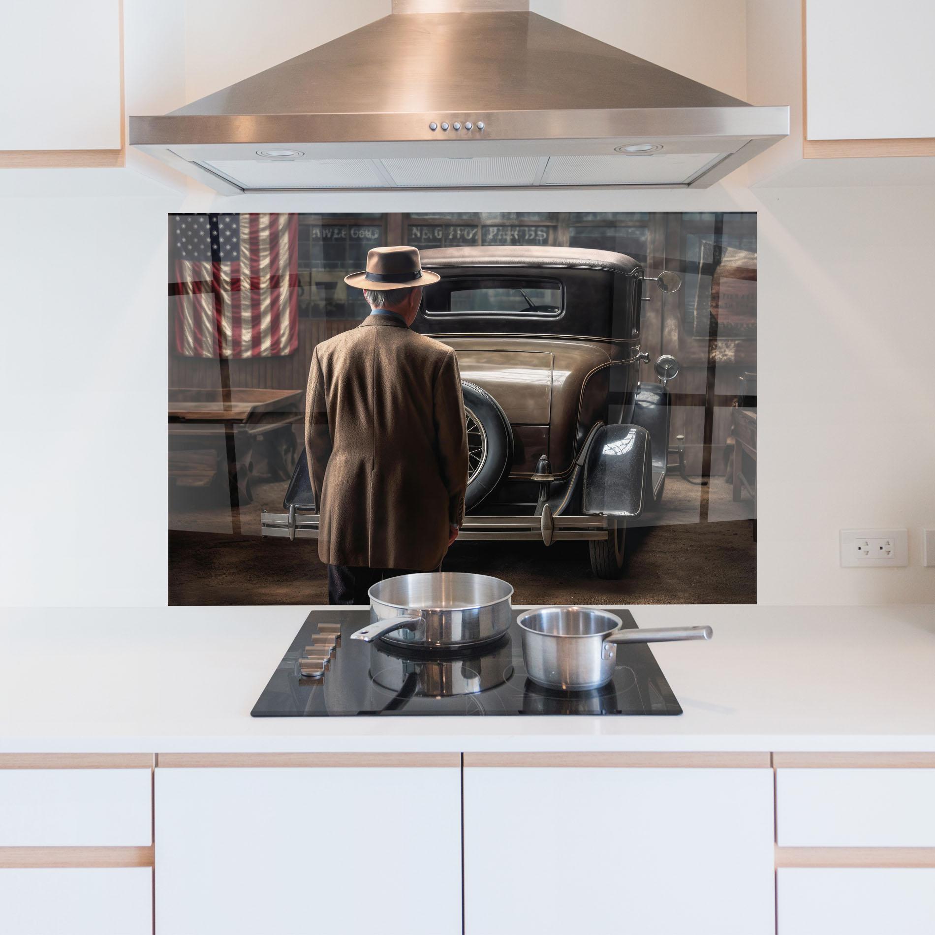 Panou Sticla Bucatarie American Vintage Car mockup 5