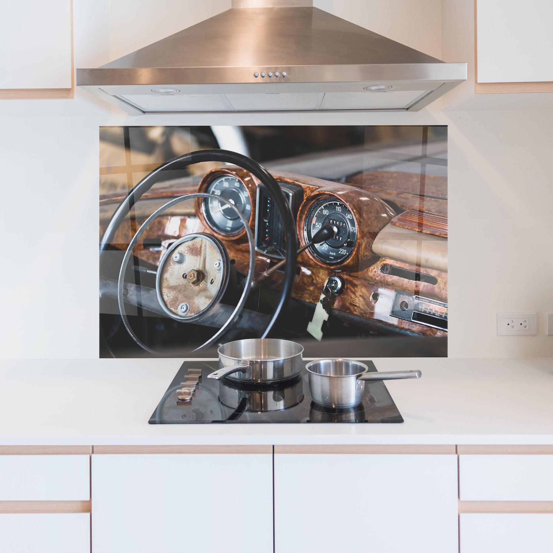 Panou Sticla Bucatarie Brown Clean Car mockup 5