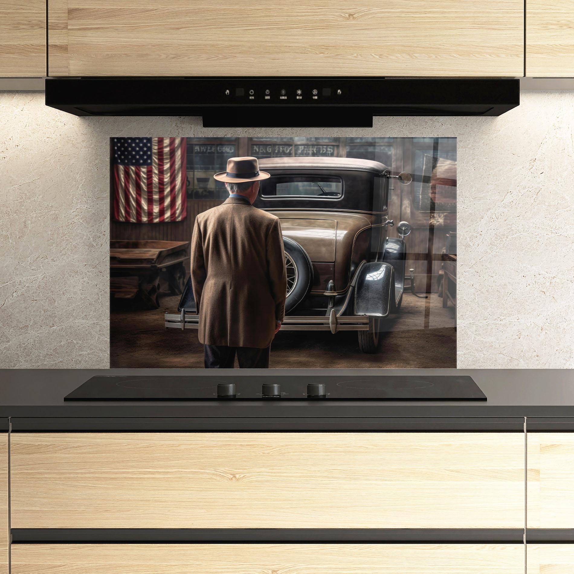 Panou Sticla Bucatarie American Vintage Car mockup 3