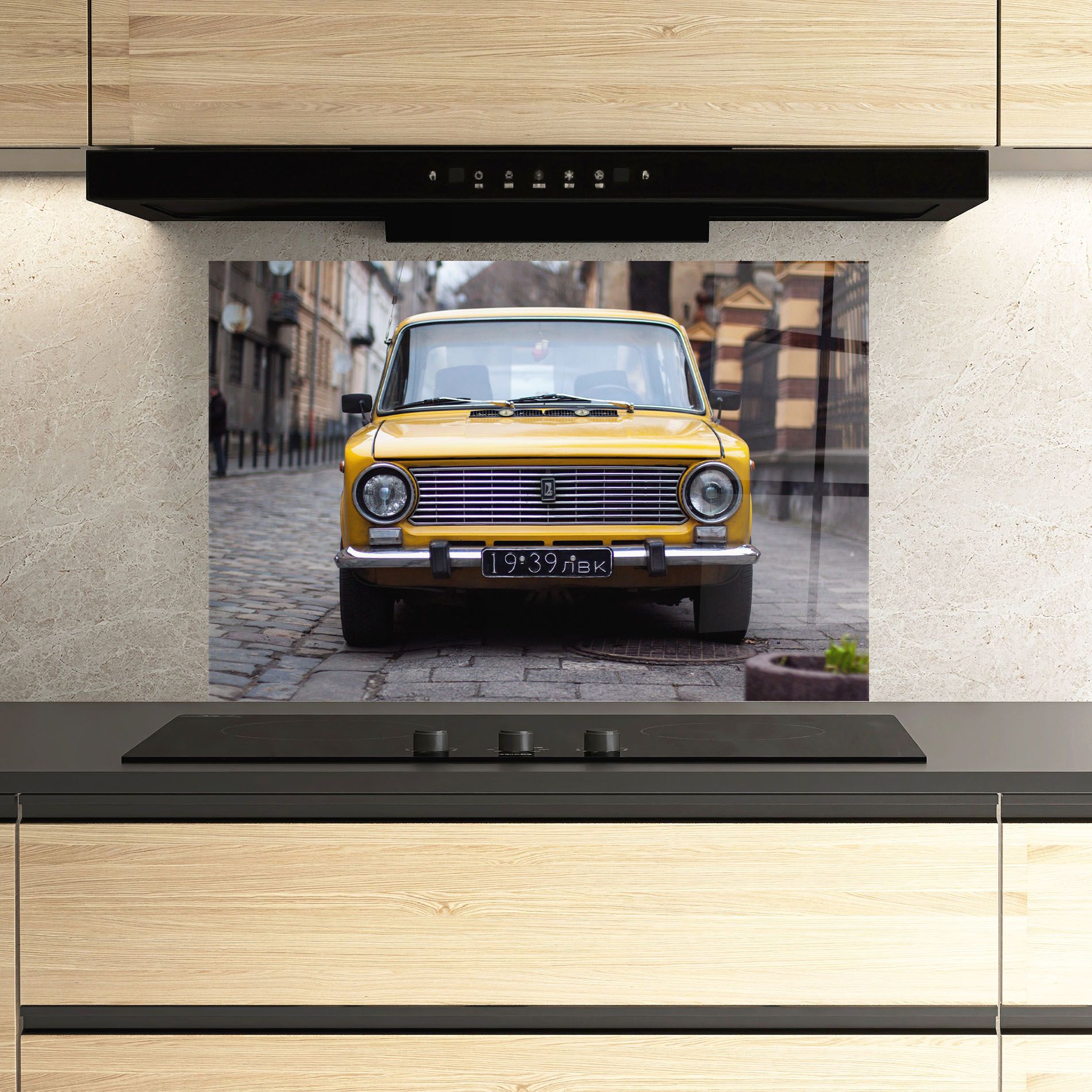 Old Yellow Car mockup 3