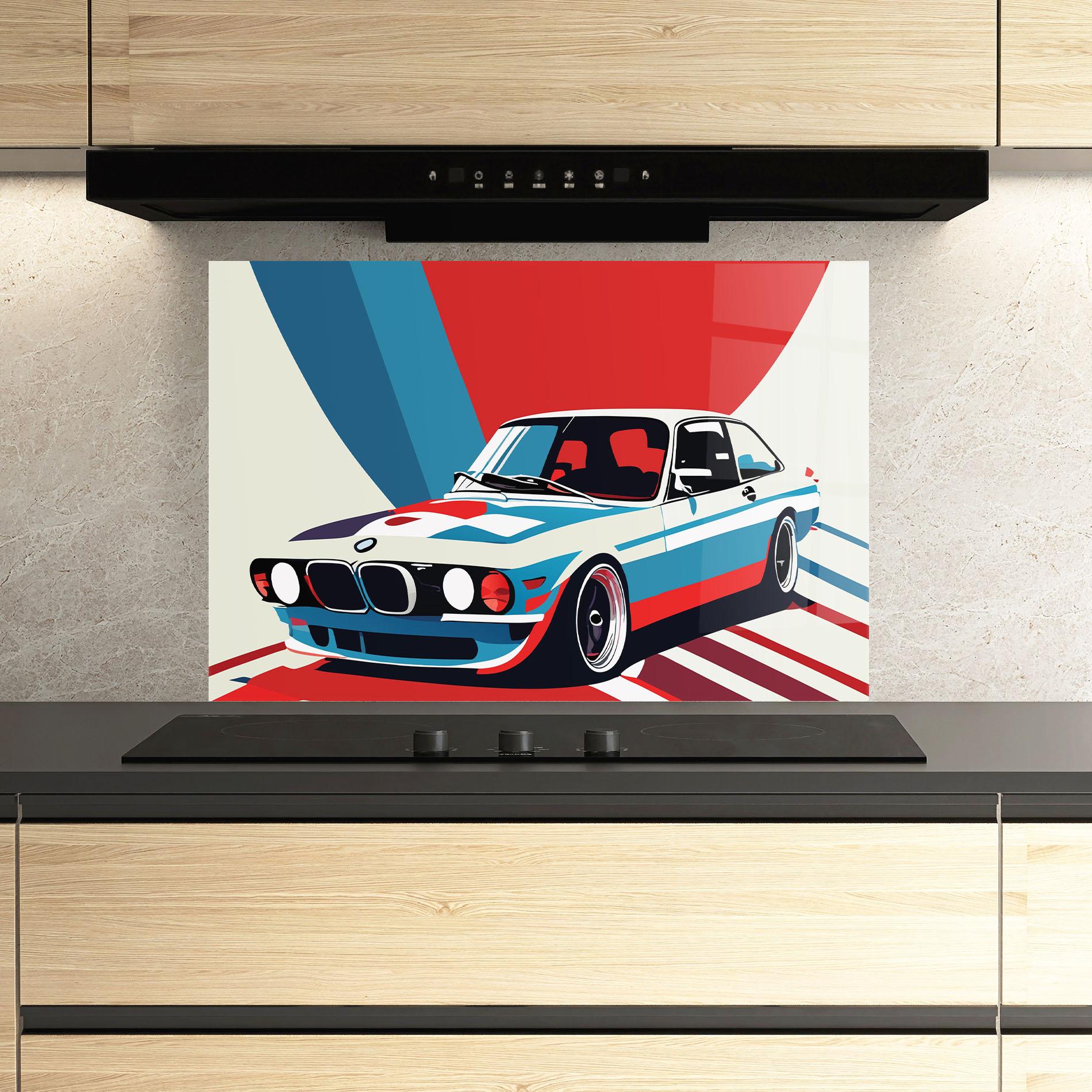 Panou Sticla Bucatarie Vintage Bmw mockup 3