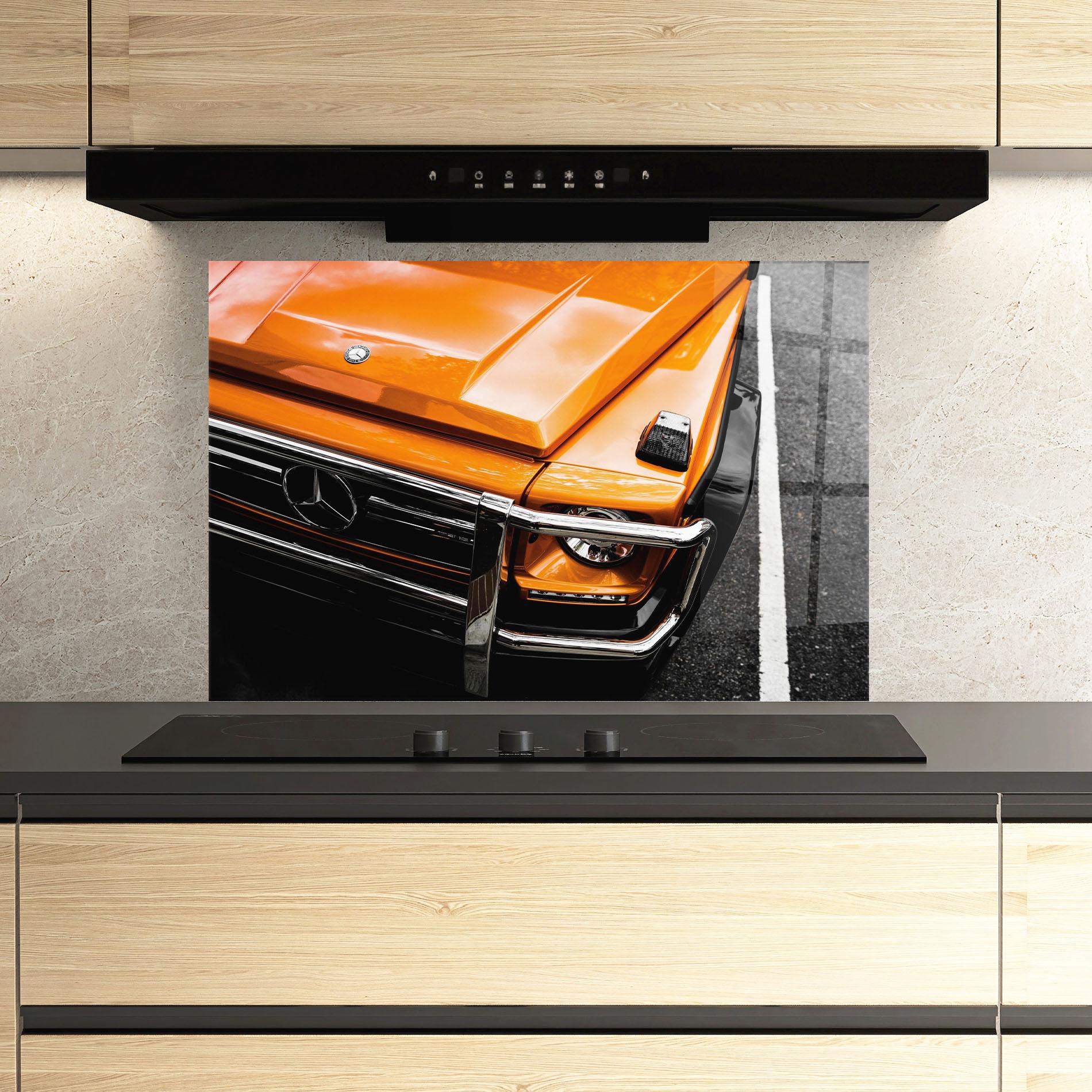 Panou Sticla Bucatarie Vintage Orange Car mockup 3
