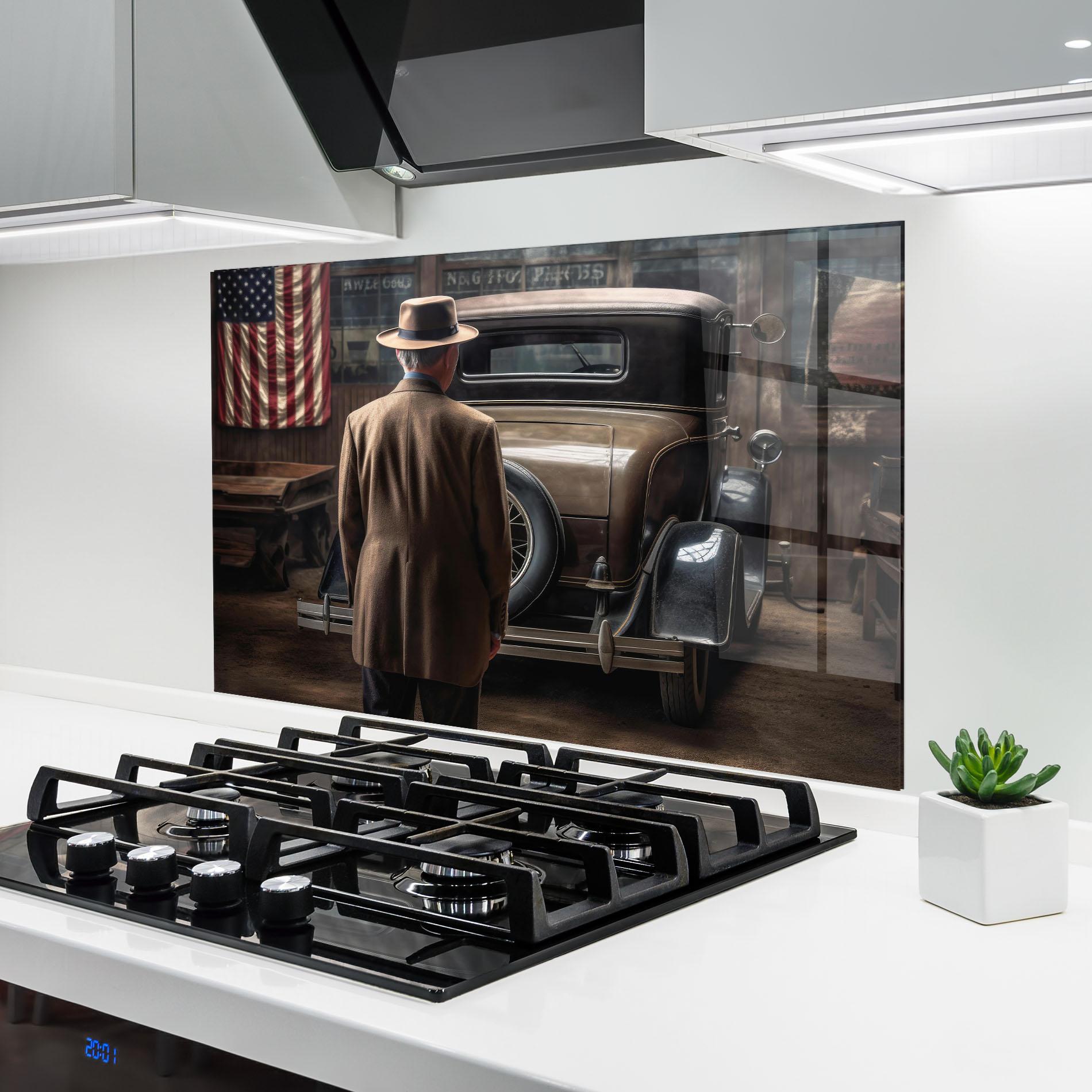 Panou Sticla Bucatarie American Vintage Car mockup 6