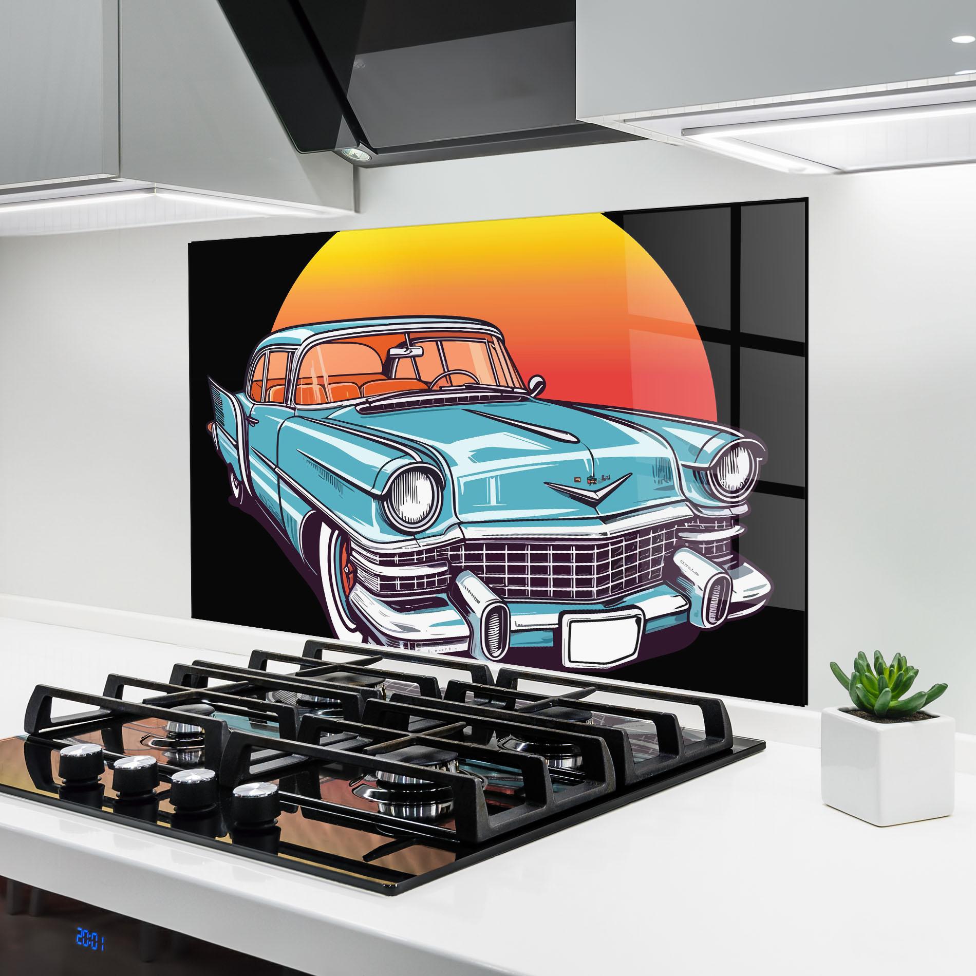 Panou Sticla Bucatarie Blue Sunset Car mockup 6