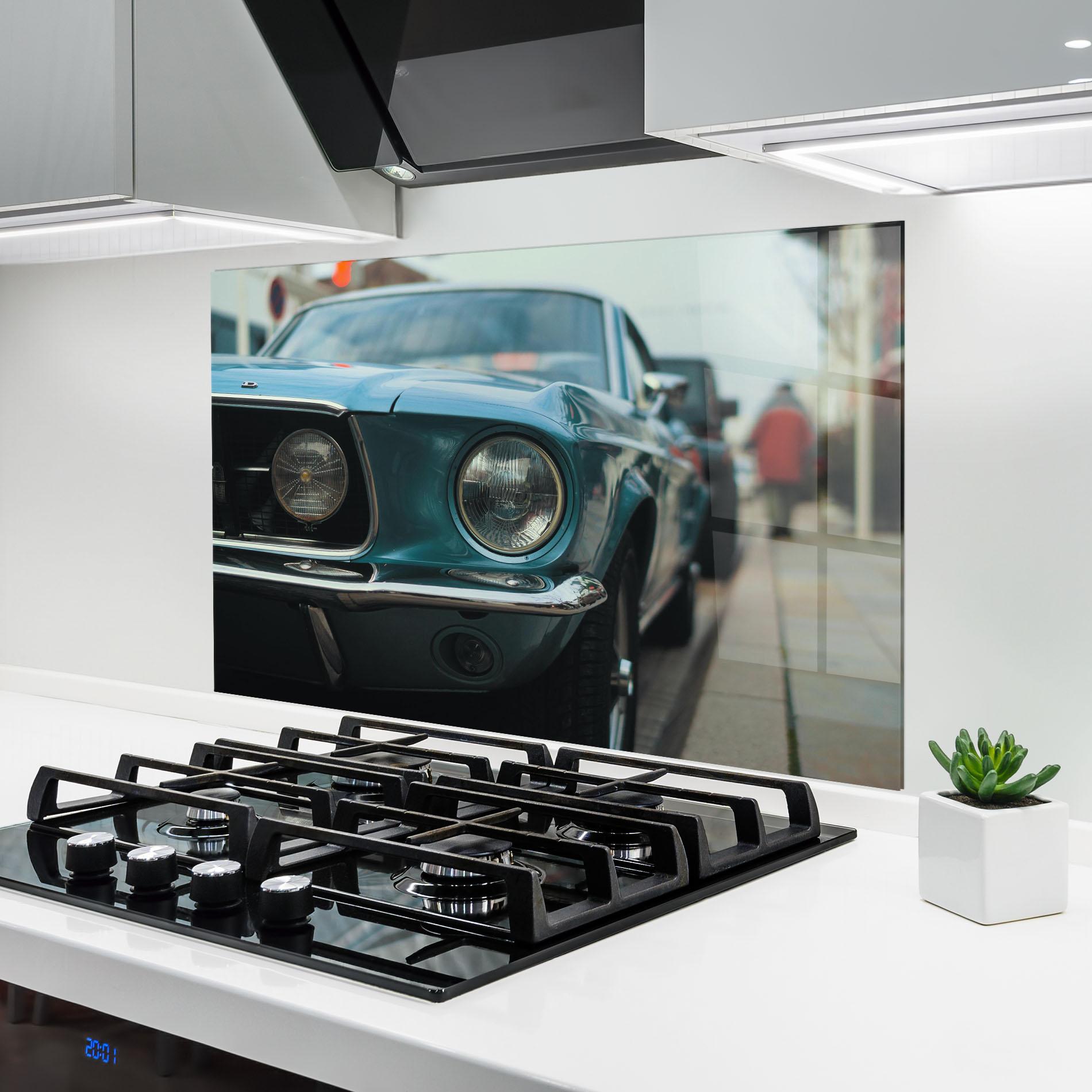 Panou Sticla Bucatarie Closeup Blue Car mockup 6