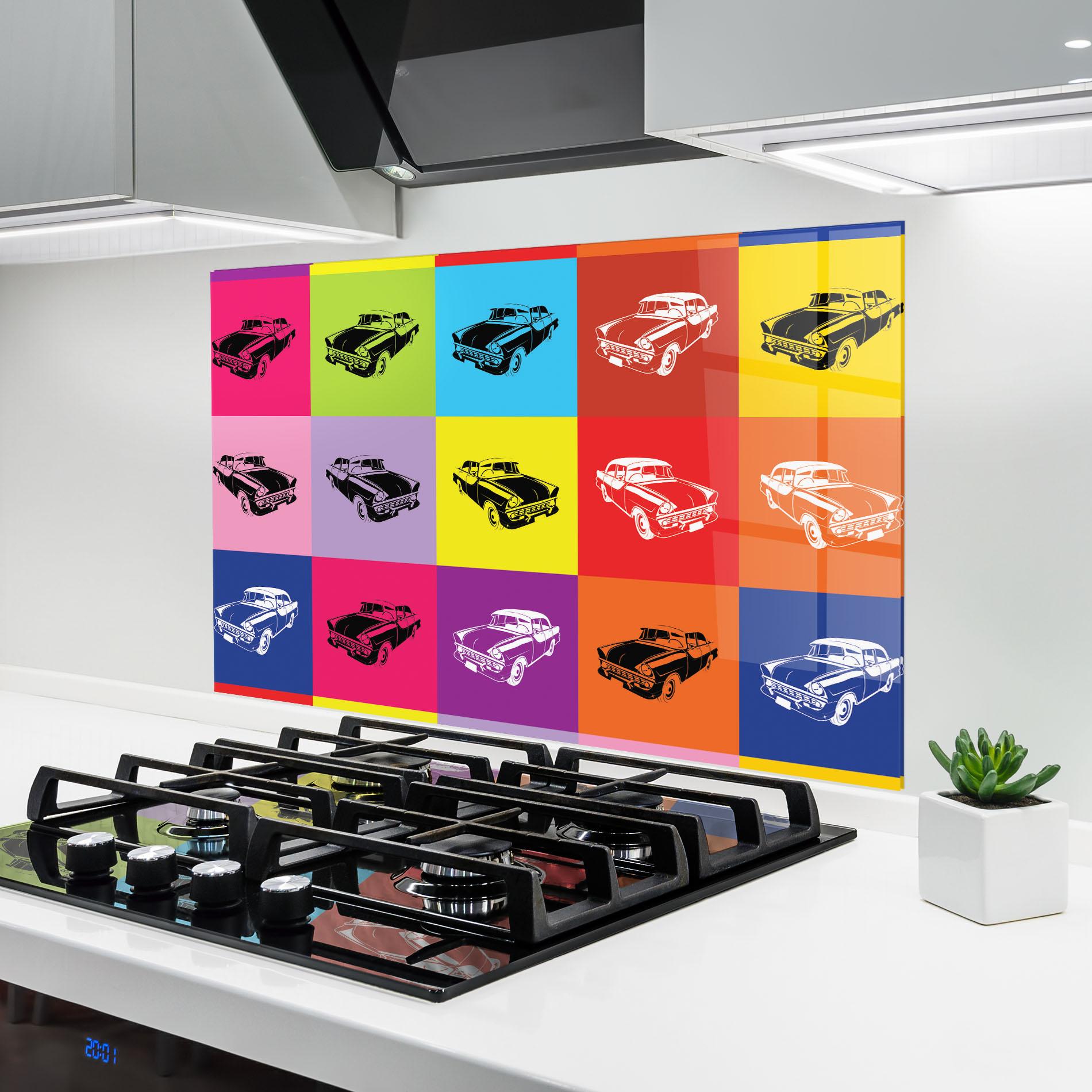 Panou Sticla Bucatarie Vintage Car Mix mockup 6