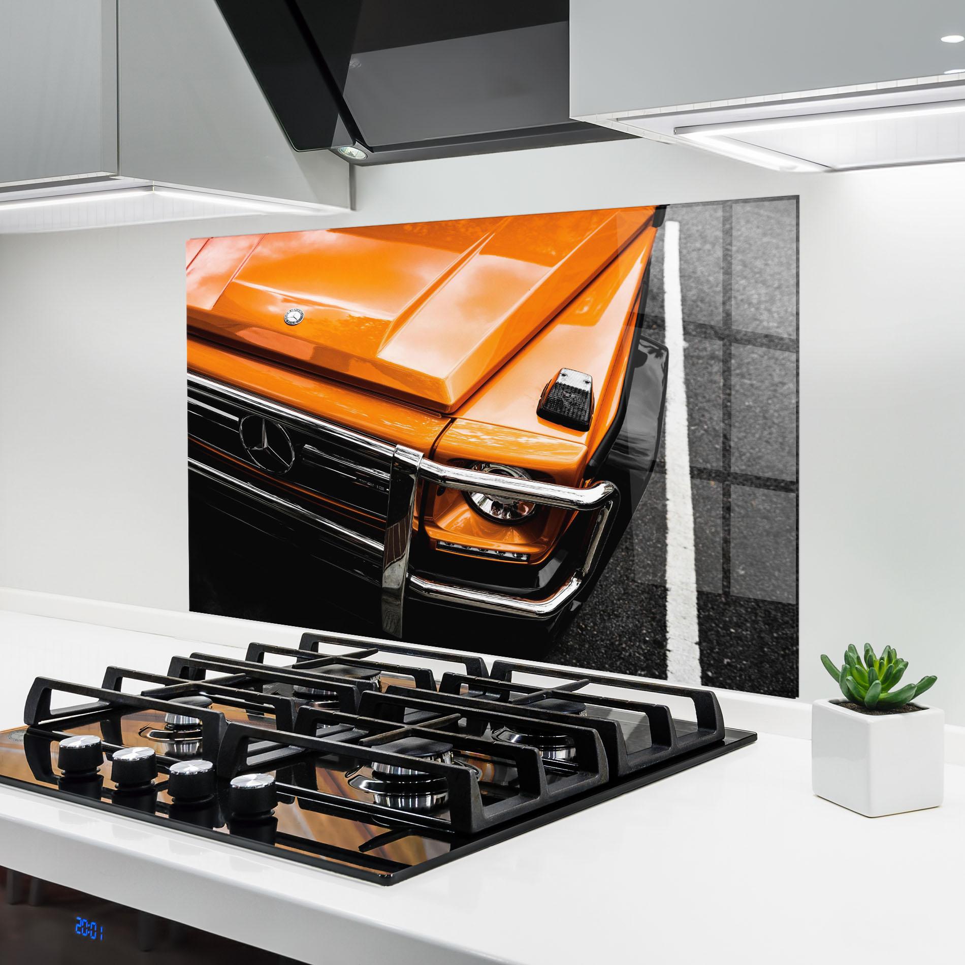 Panou Sticla Bucatarie Vintage Orange Car mockup 6