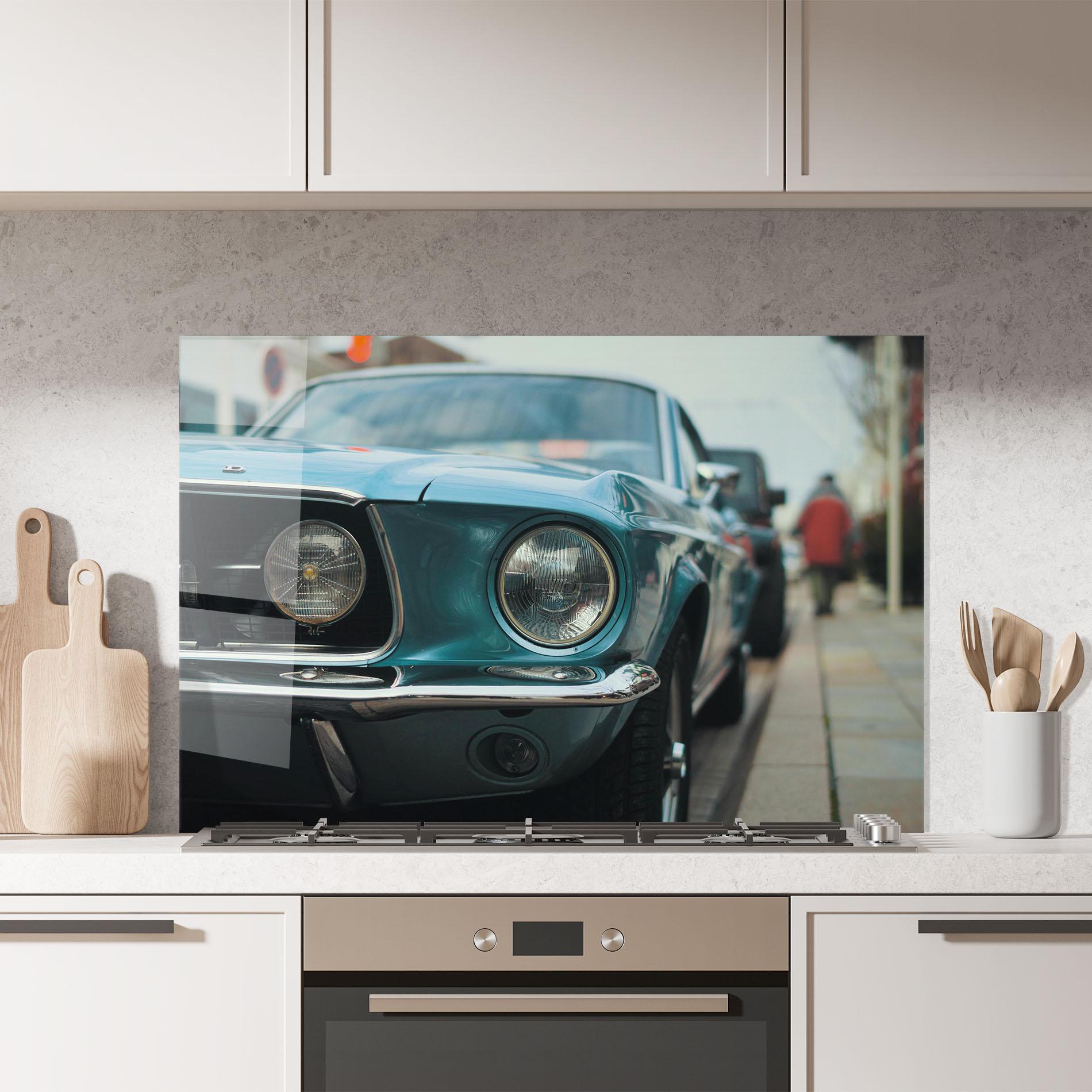 Panou Sticla Bucatarie Closeup Blue Car mockup 7