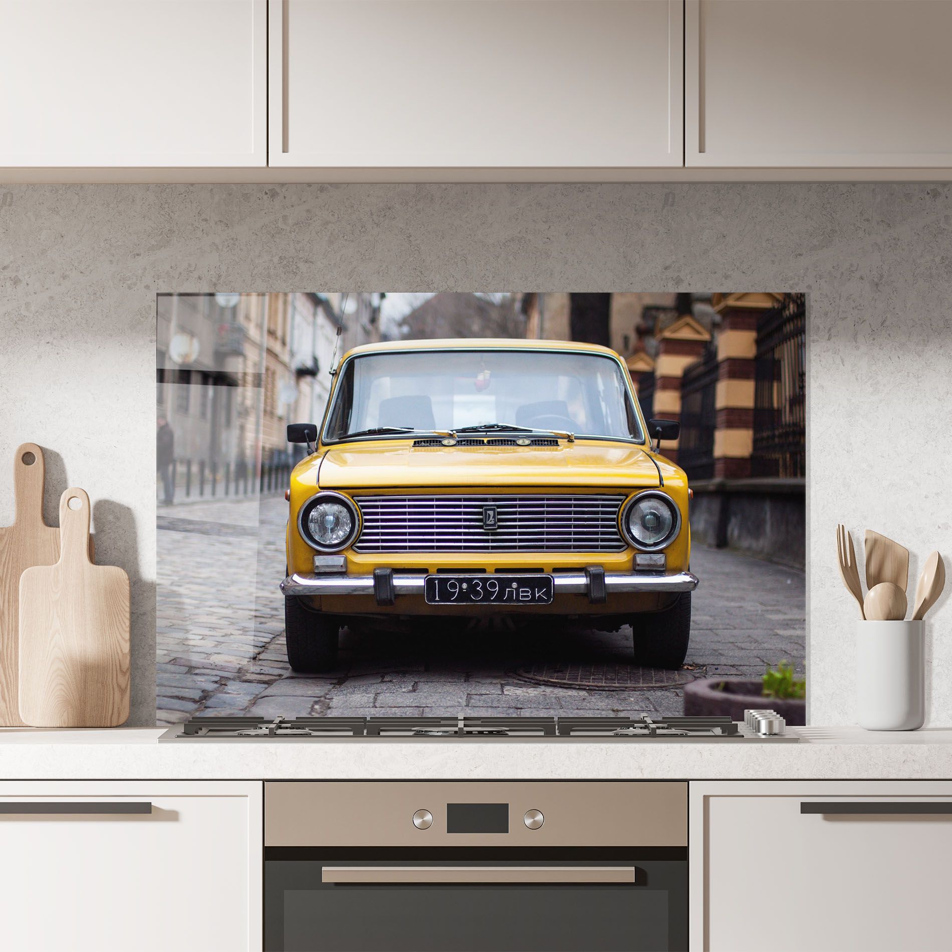 Old Yellow Car mockup 7