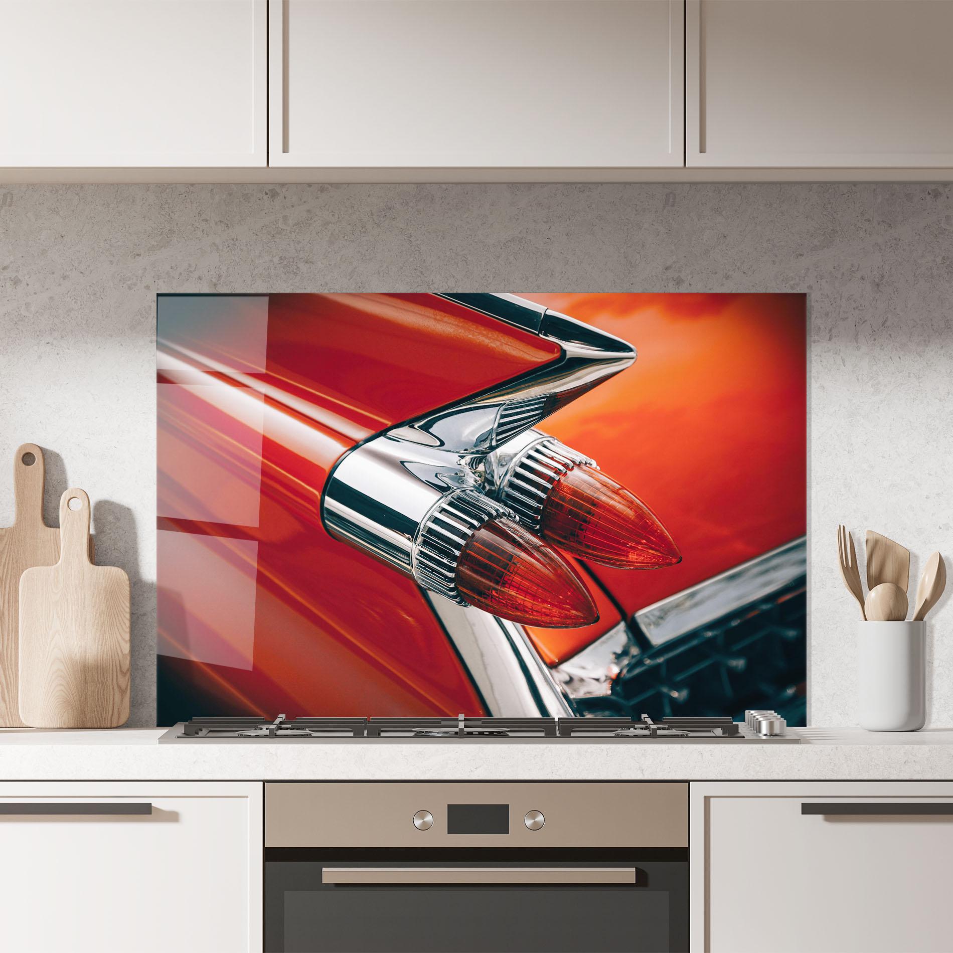 Panou Sticla Bucatarie Vintage Car Red mockup 7