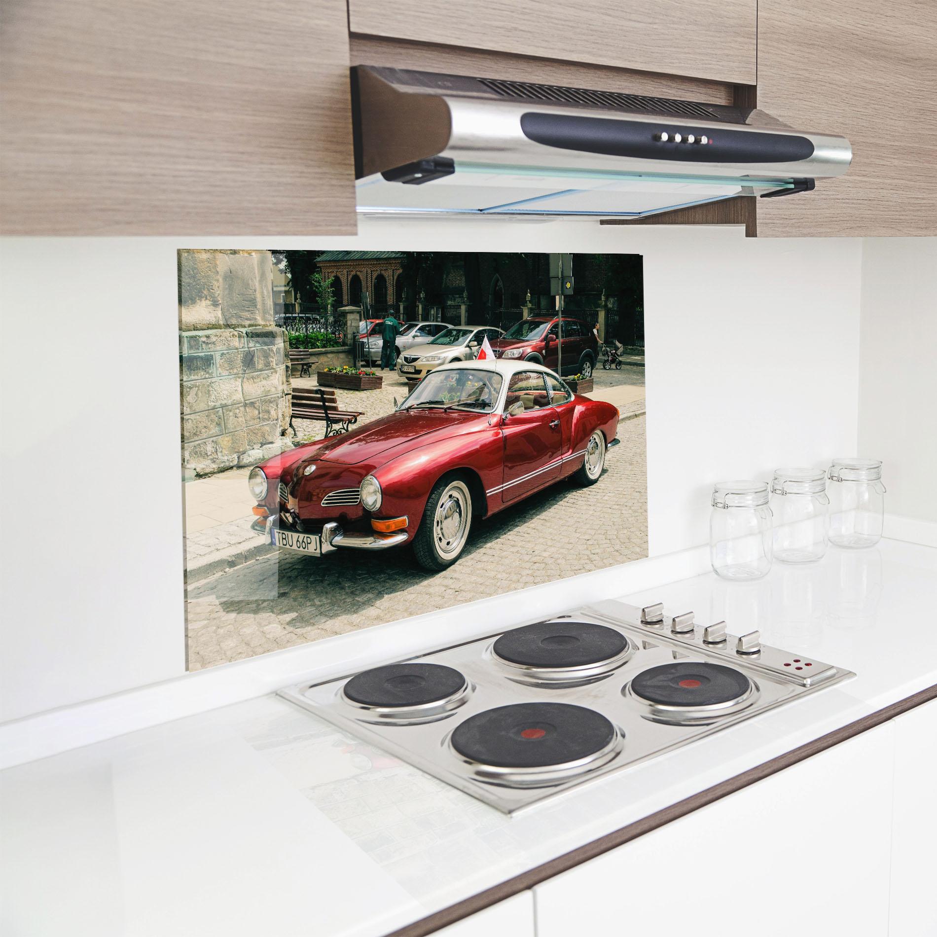 Panou Sticla Bucatarie Car Old Red mockup 8