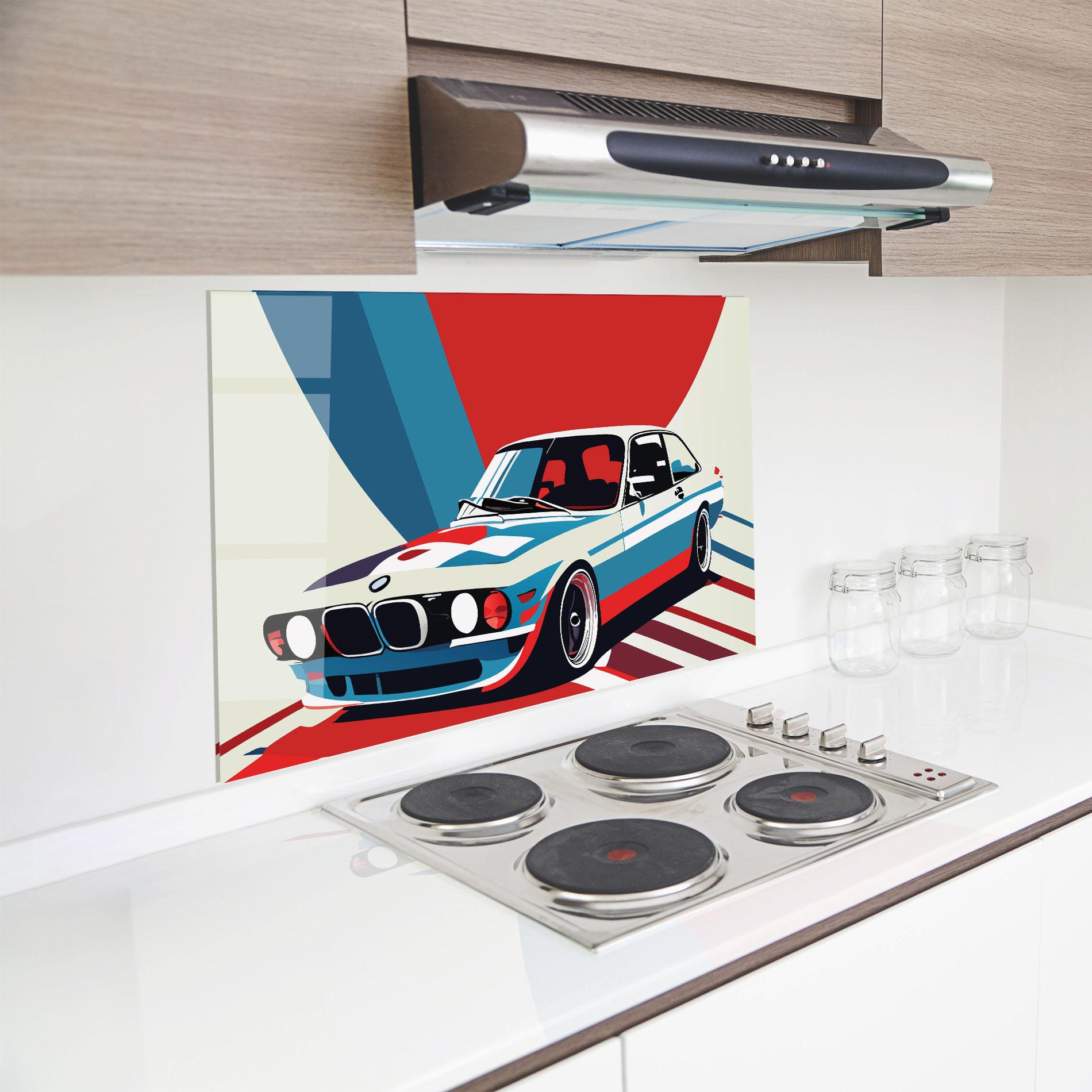 Panou Sticla Bucatarie Vintage Bmw mockup 8
