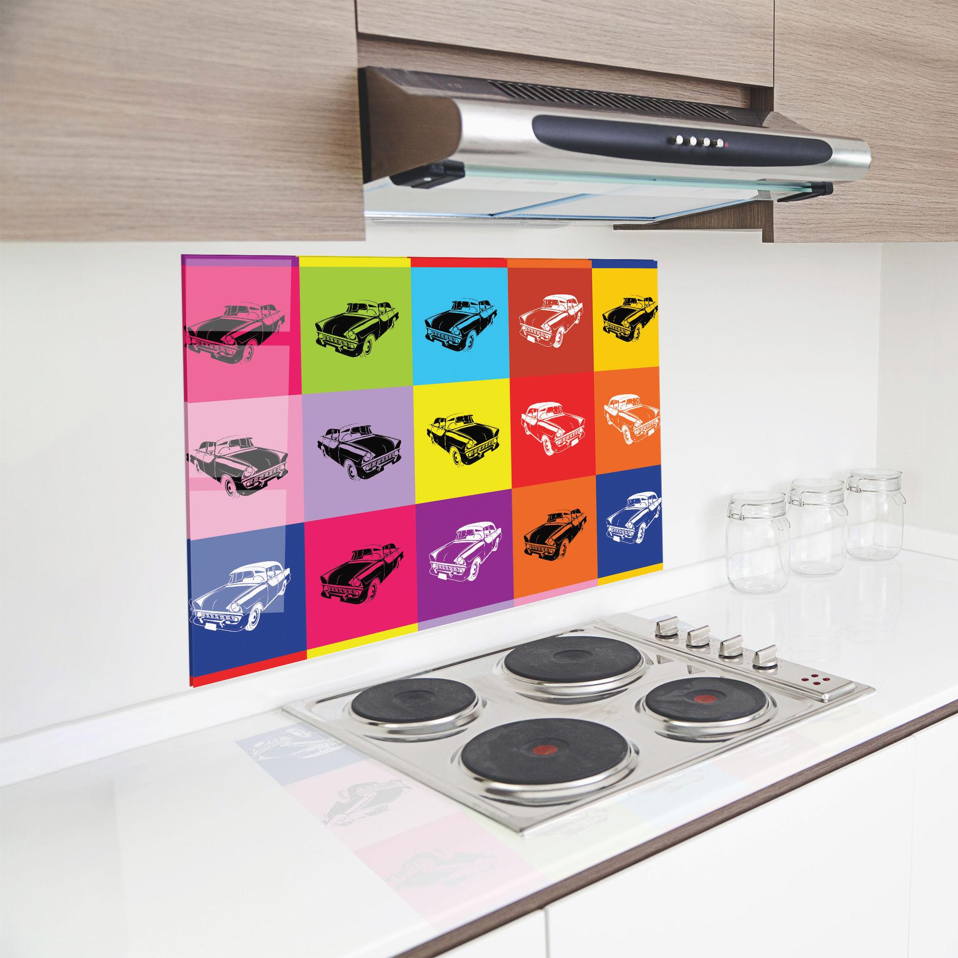 Panou Sticla Bucatarie Vintage Car Mix mockup 8