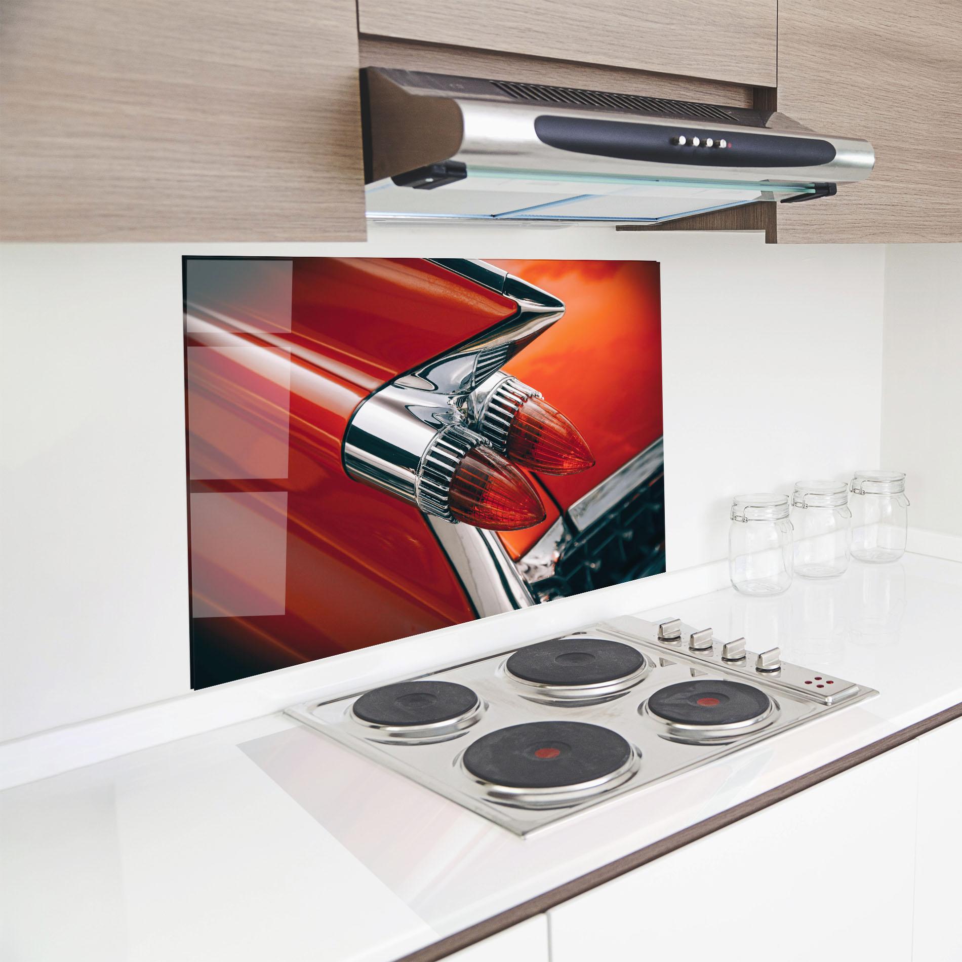 Panou Sticla Bucatarie Vintage Car Red mockup 8