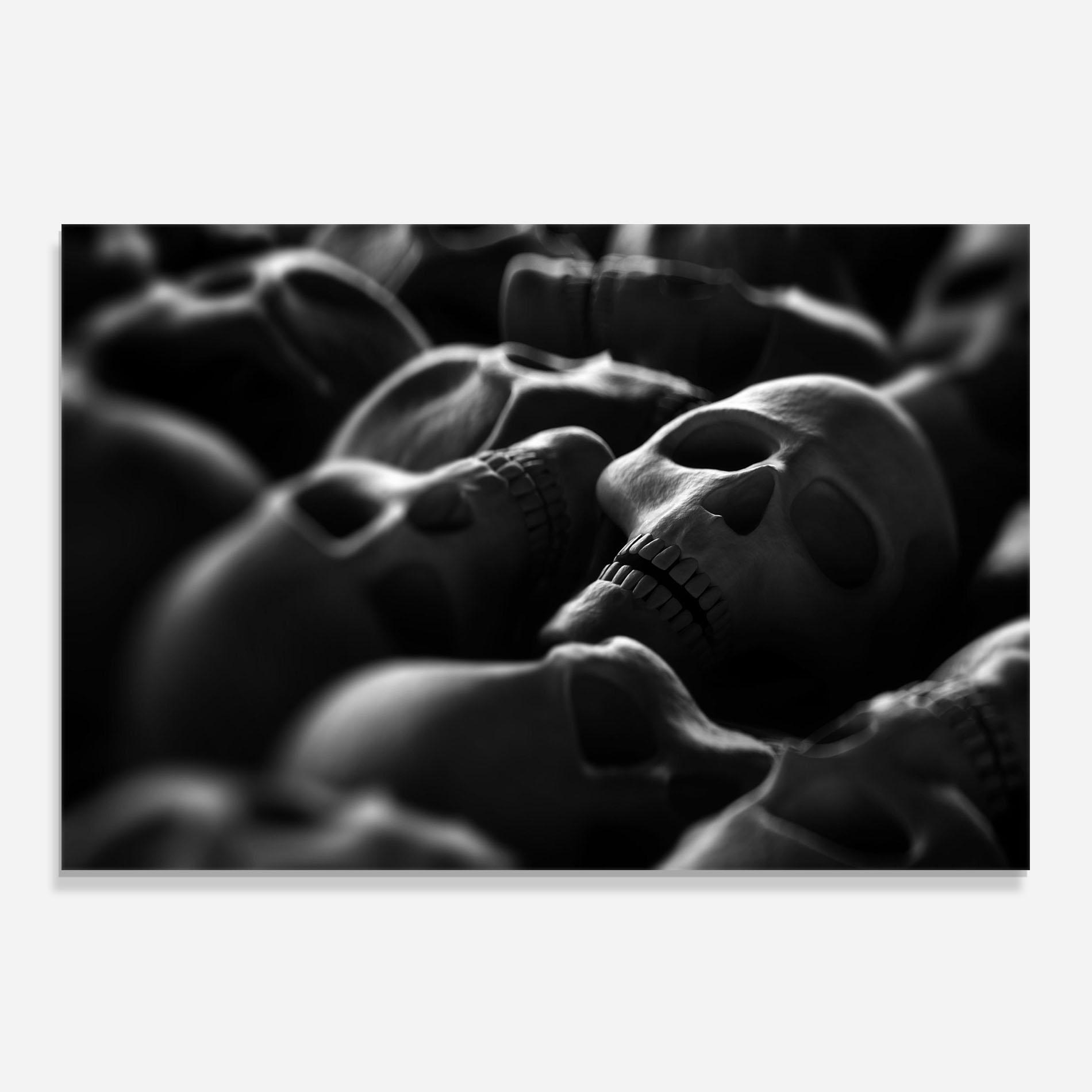 Panou Sticla Bucatarie Gray Human Skull mockup 0