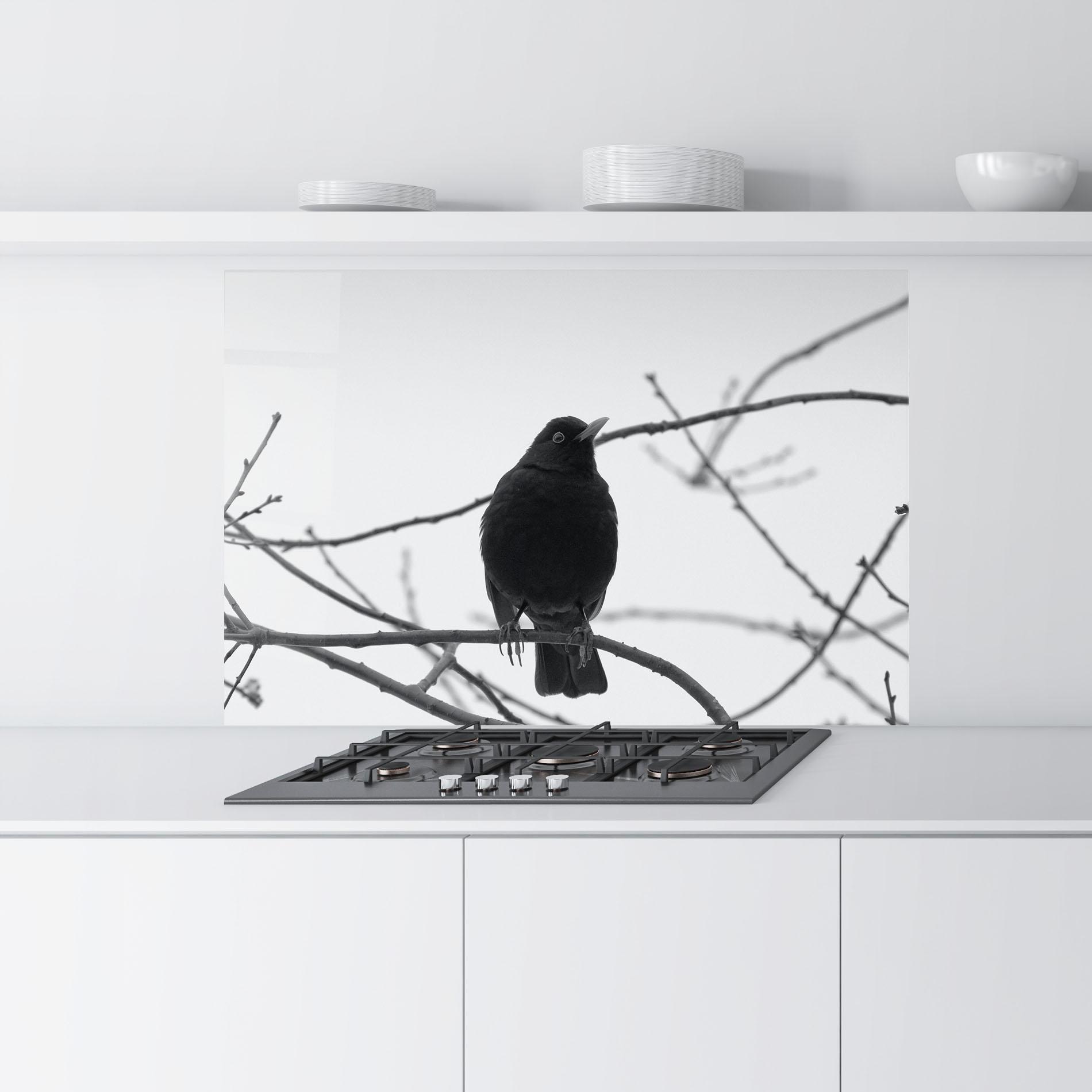 Panou Sticla Bucatarie Black Bird mockup 9