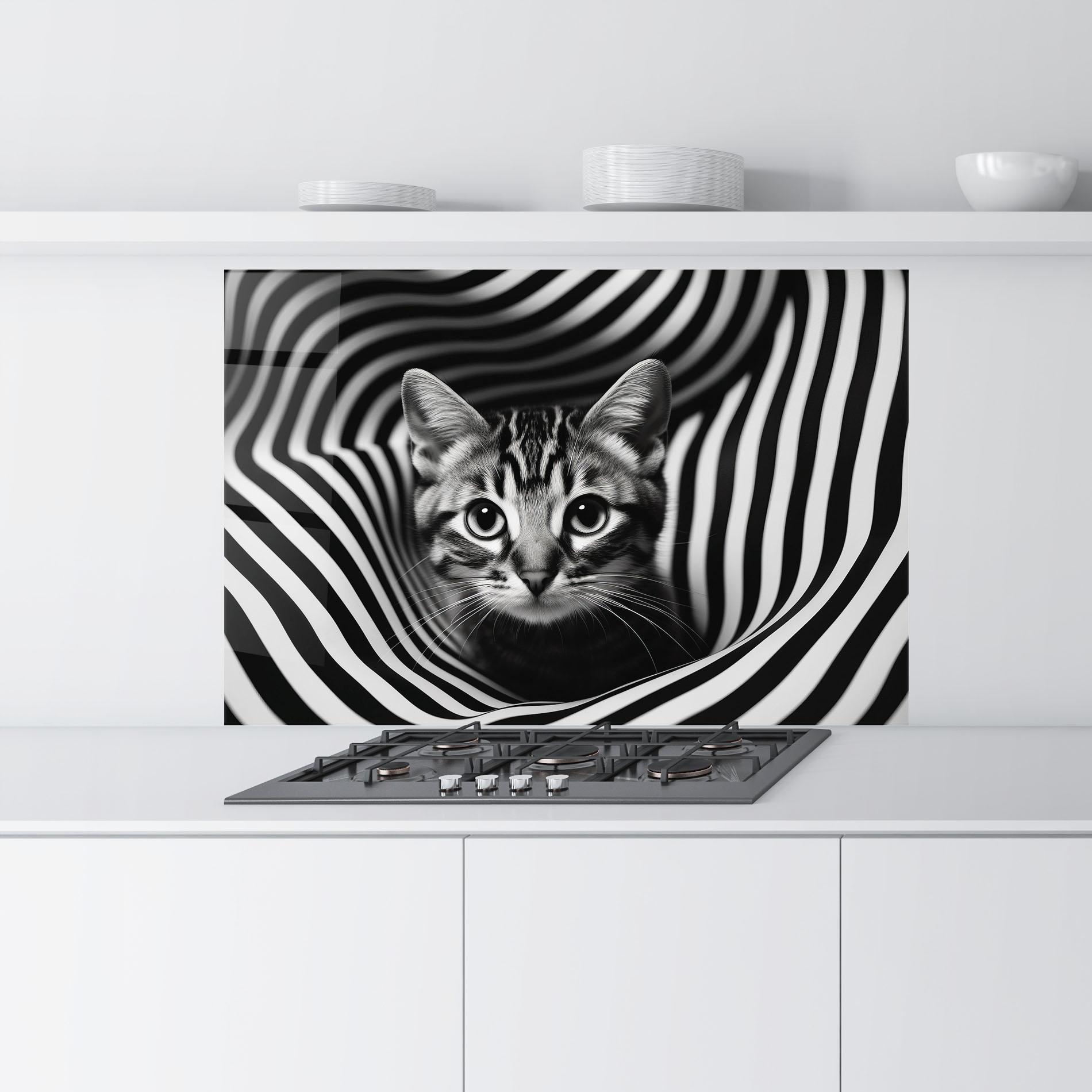 Panou Sticla Bucatarie Closeup Cat Portrait mockup 9