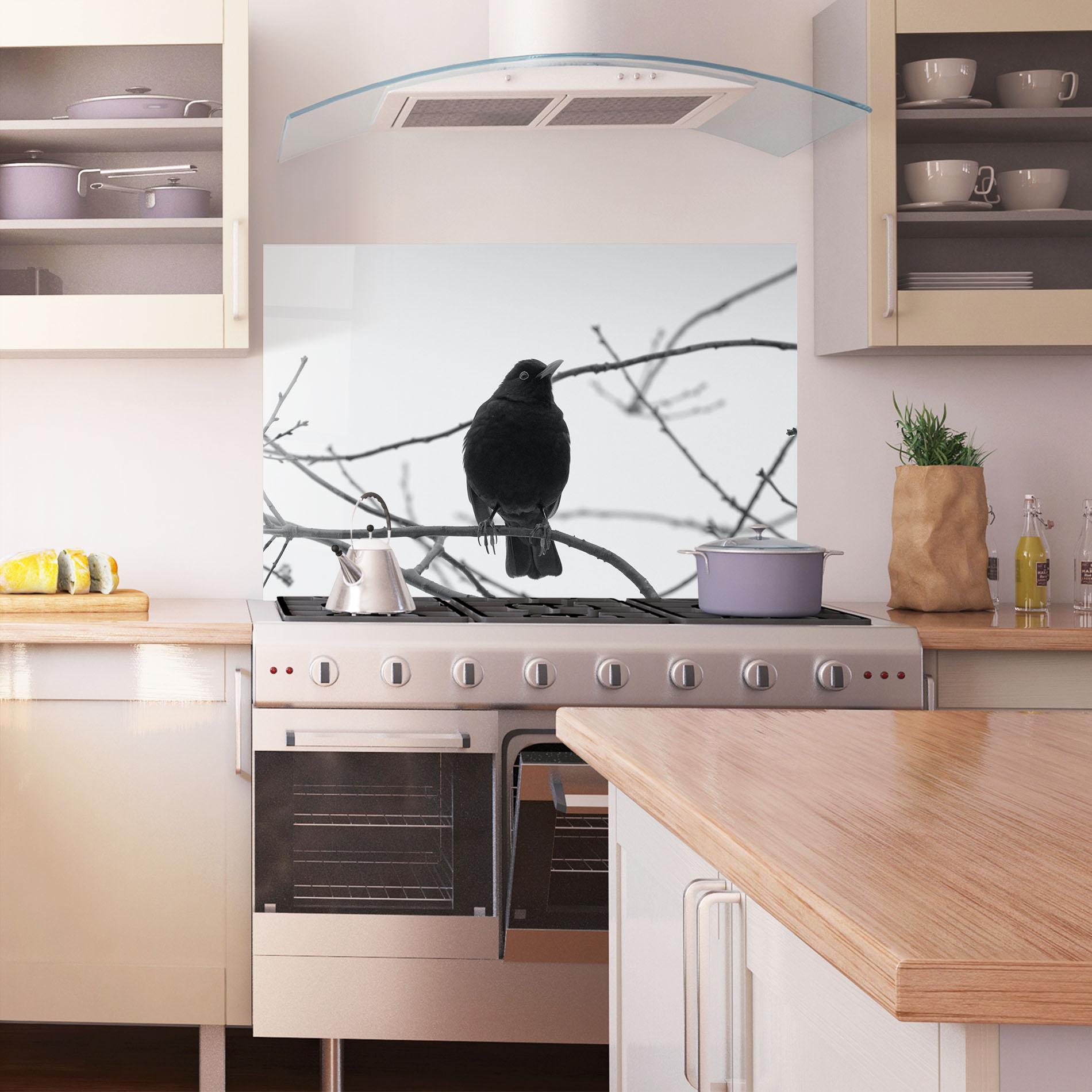 Panou Sticla Bucatarie Black Bird mockup 1