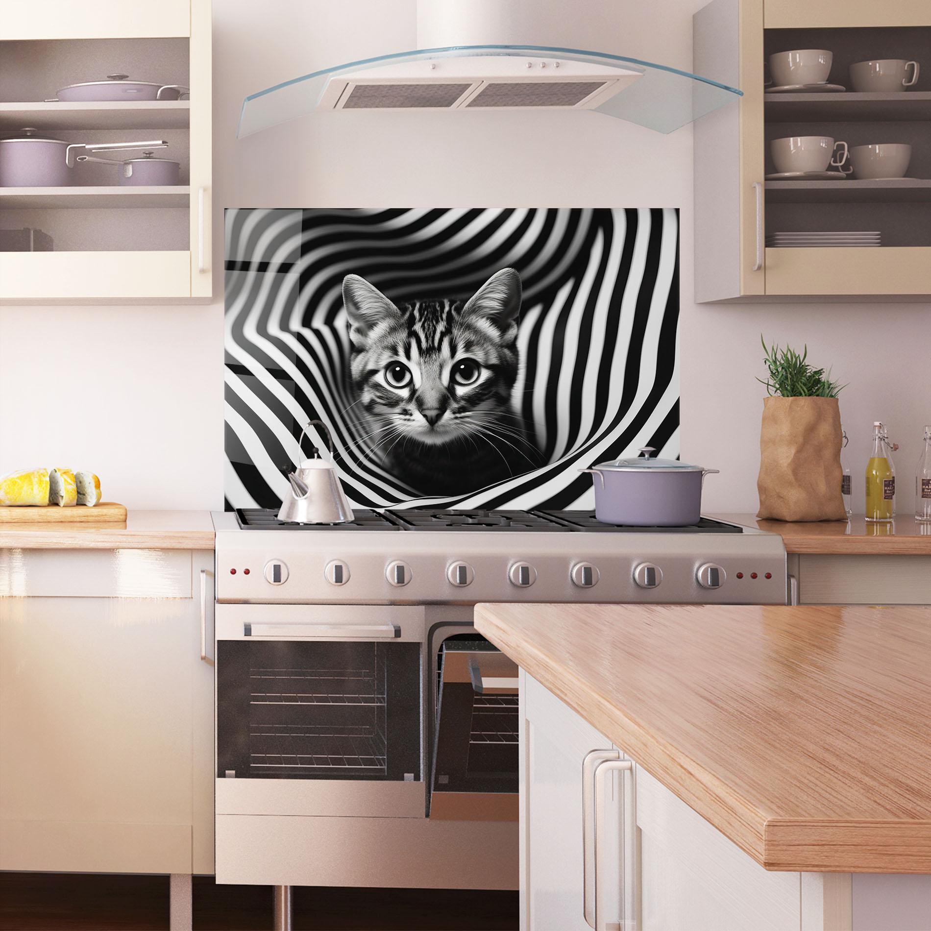 Panou Sticla Bucatarie Closeup Cat Portrait mockup 1