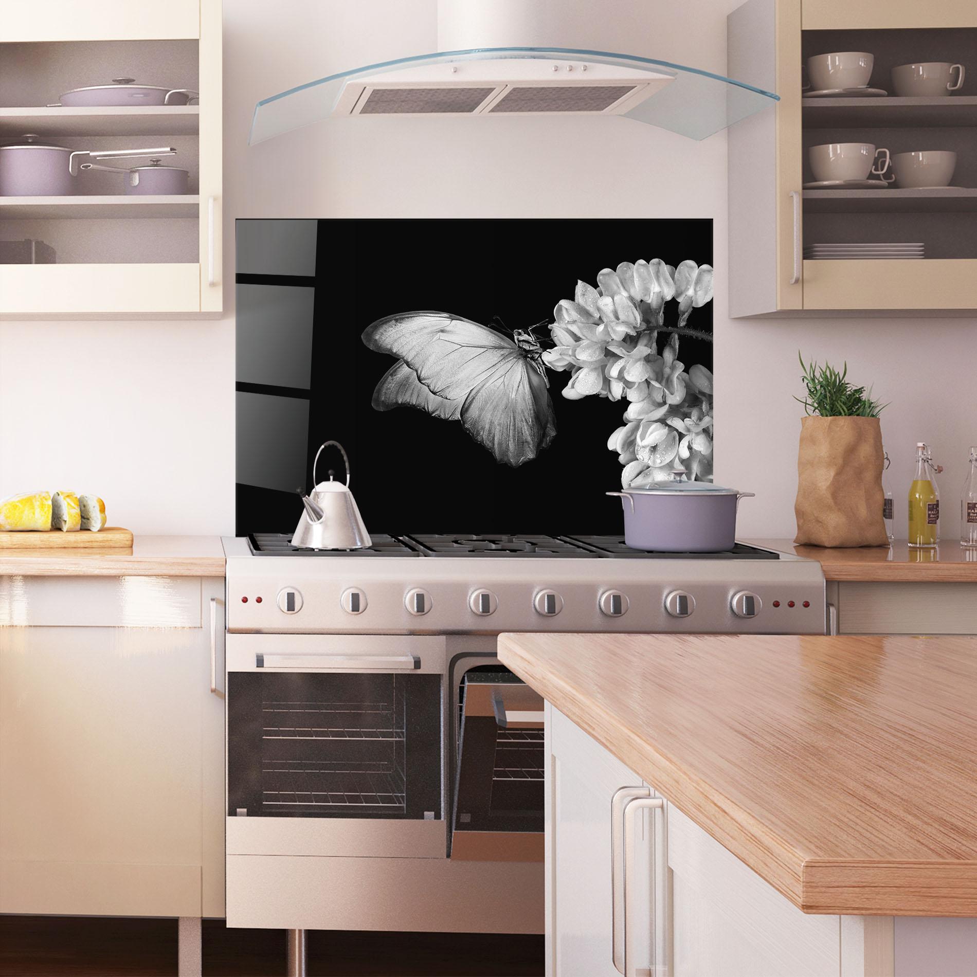 Panou Sticla Bucatarie Grey Butterfly mockup 1